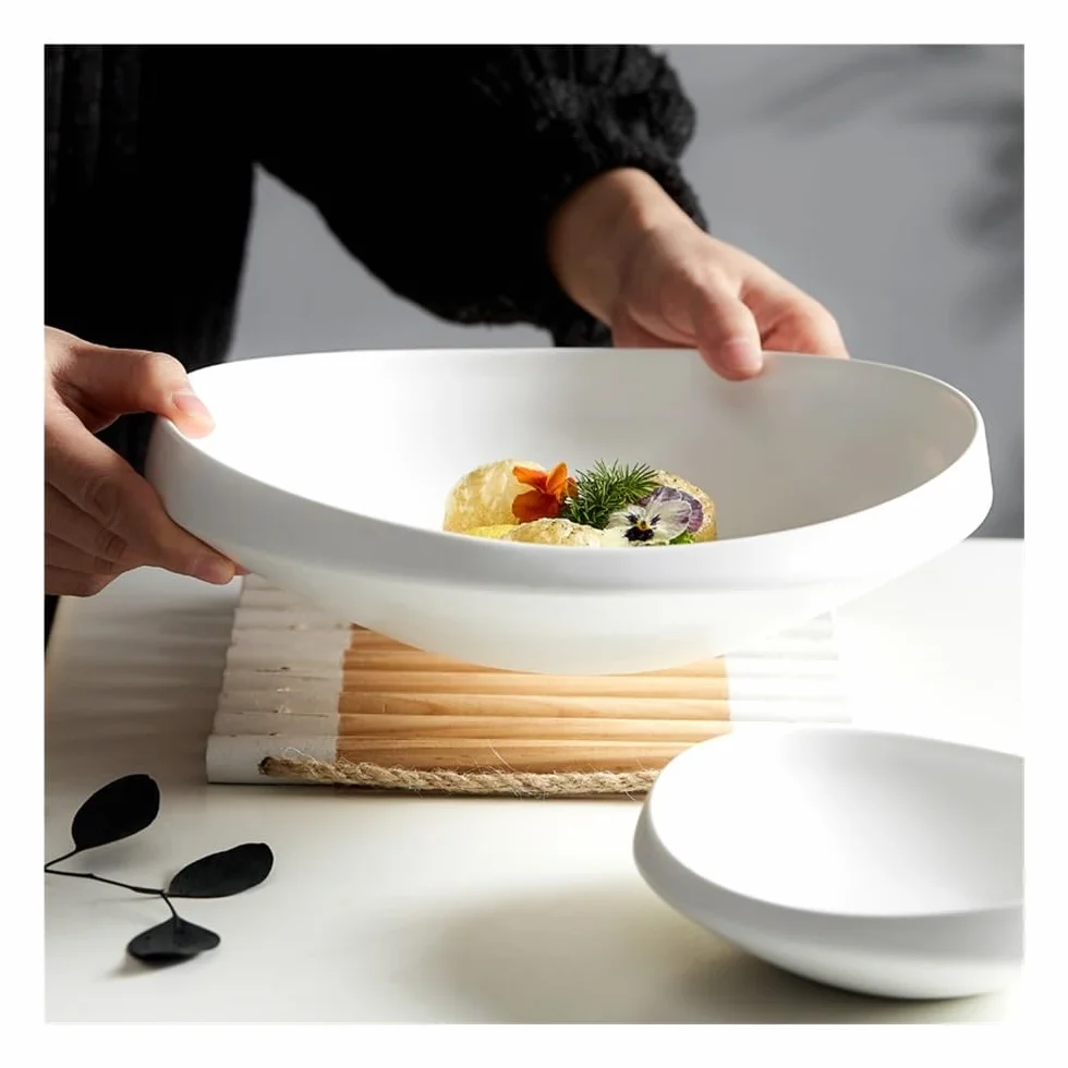 Talerze Obiadowe Biały talerz ceramiczny talerz warzywny komercyjny talerz na zupę dim sum(6inch)