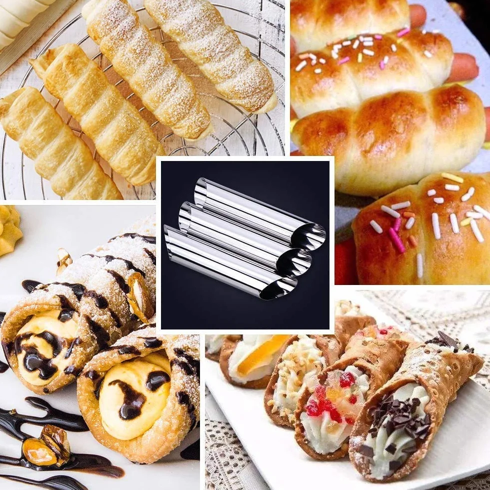 YIQI CannoliTubes ze stali nierdzewnej, kremowy, róg, śruby, kształt półksiężyca, DIY, anoda, spirala, ciasto, pieczenie, cannoli, tubki, 12 sztuk