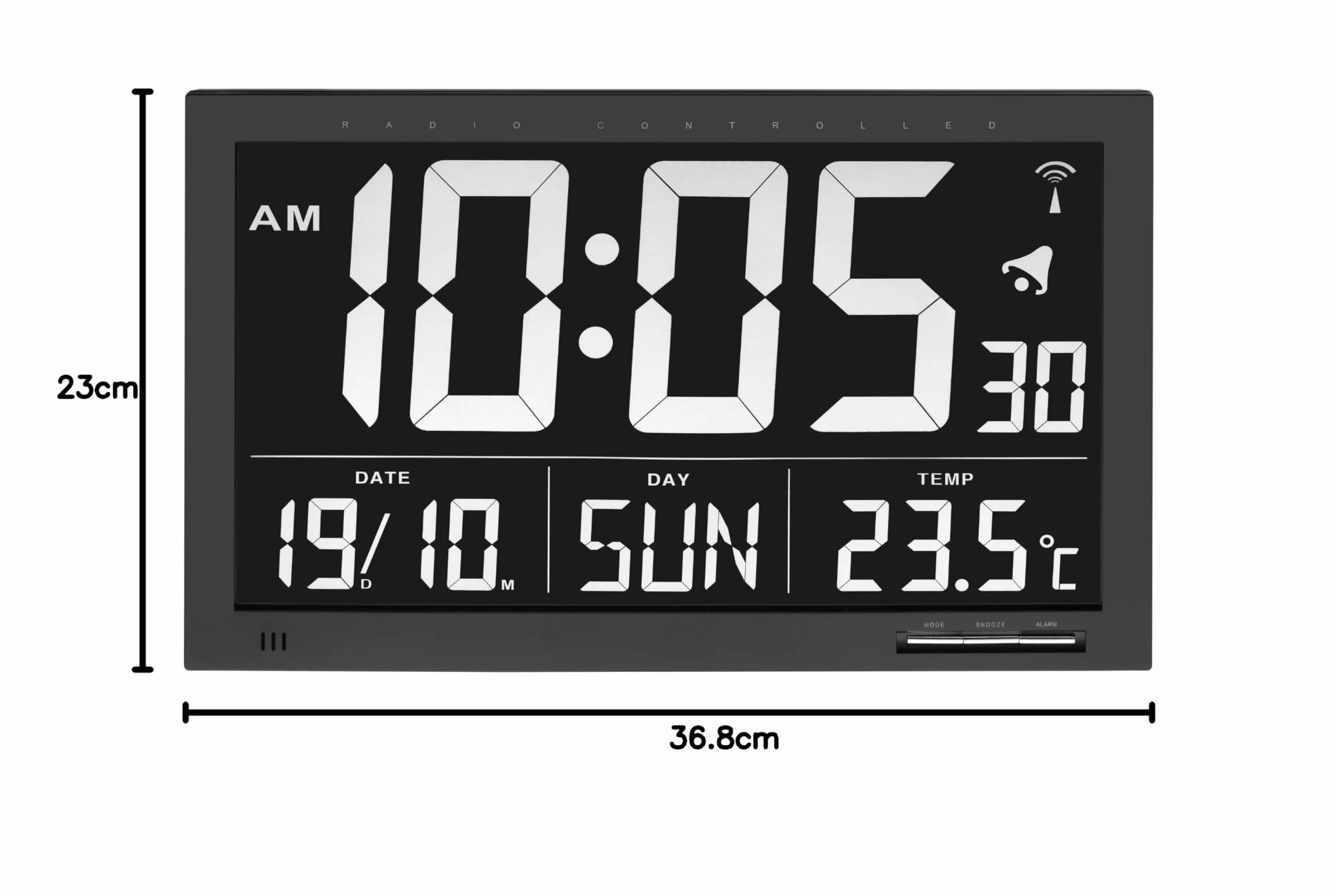 TFA Dostmann radiowy cyfrowy zegar ścienny,60.4505, z dużym wyświetlaczem