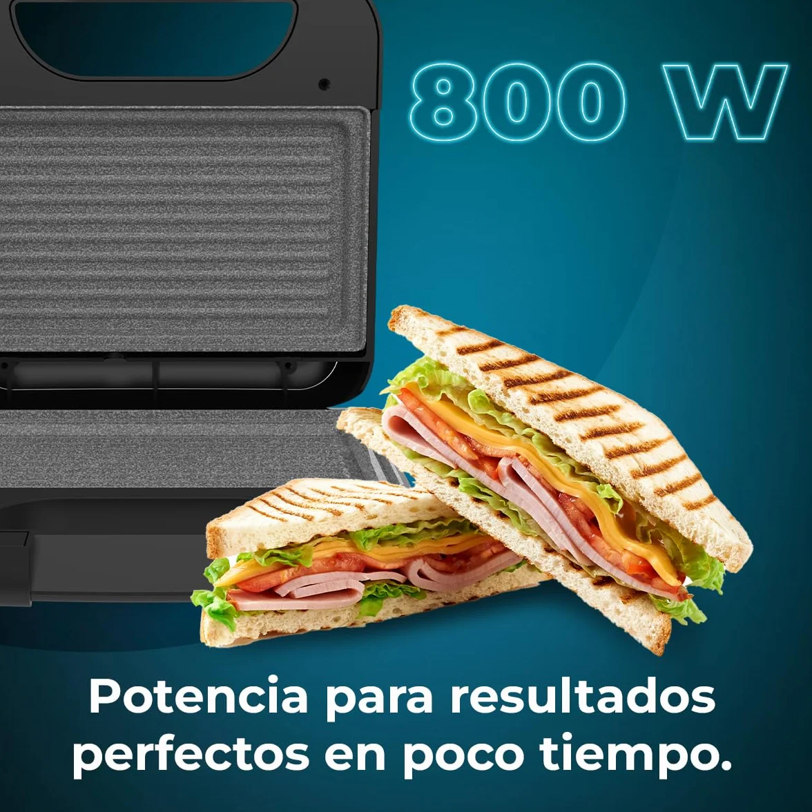 Cecotec Opiekacz do kanapek Rock'nToast Classic +. 800 W, 2 kanapki z wykończeniem ze stali nierdzewnej, trójkątne płyty z powłoką nieprzywierającą, bez PFOA, uchwyt Cold Touch