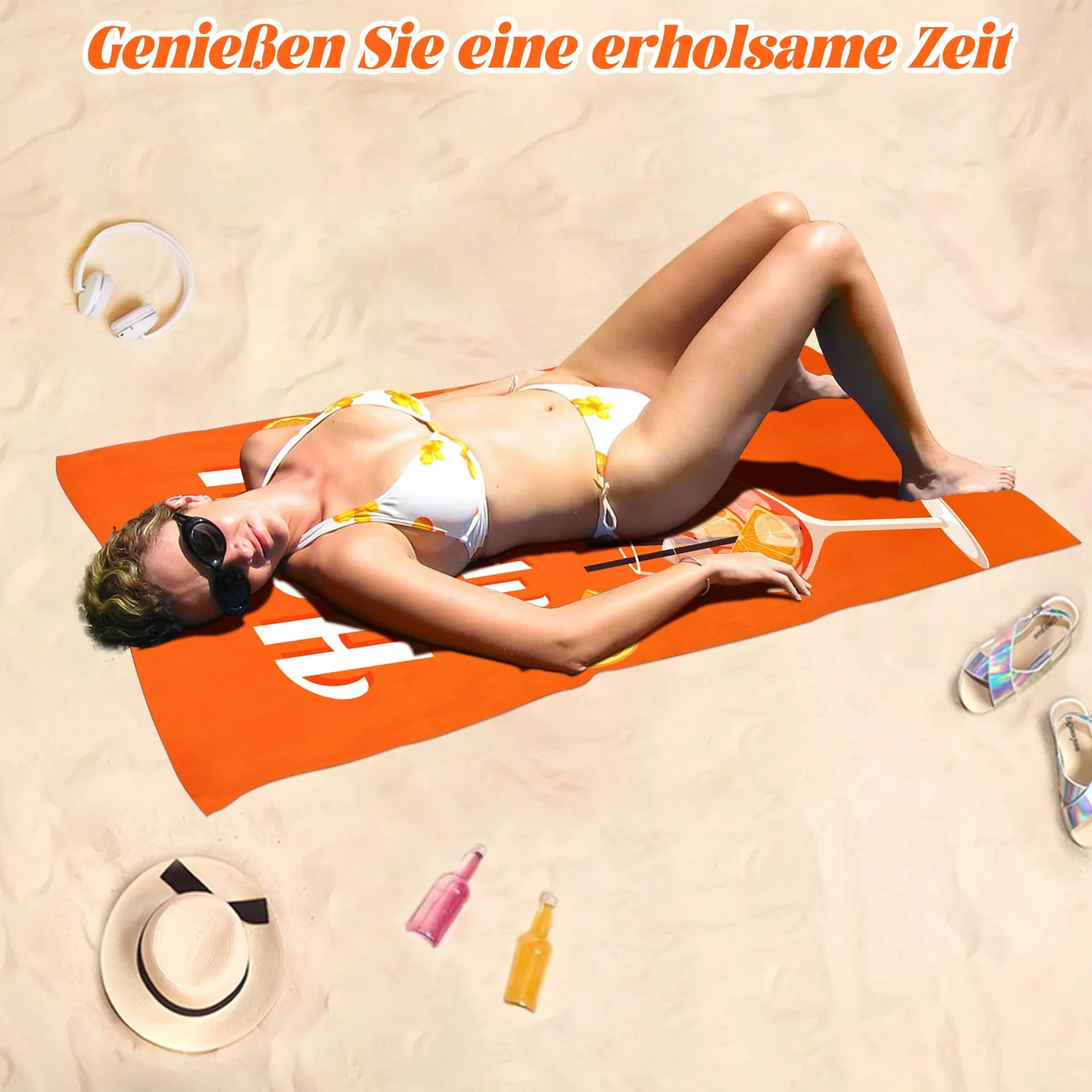 Ręcznik plażowy Aperol, Prezent AperolSpritz, Ręcznik plażowy z mikrofibry Lekki i miękki, Ręcznik plażowy dla mężczyzn i kobiet, Pomysły na prezent dla fanów Aperol (70 x 140cm) (Aperol)