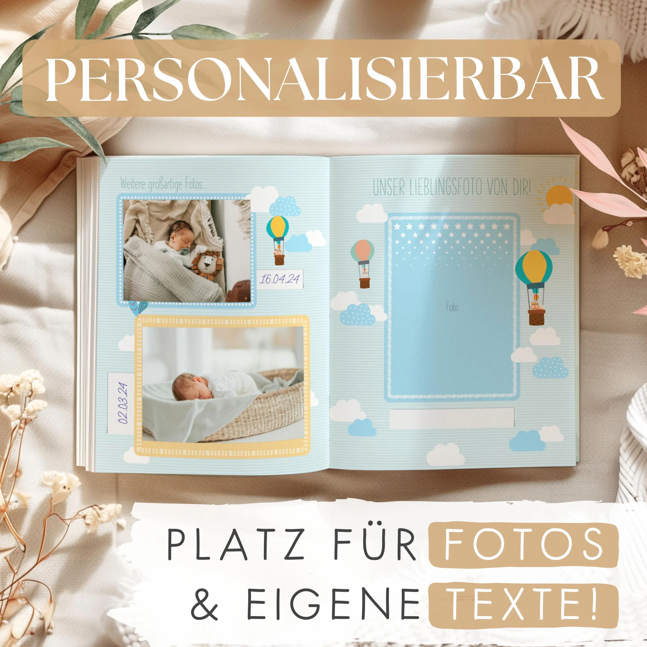 TWIVEE - Babyalbum - Babybuch zum Eintragen - Mädchen und Jungen - Baby - Erinnerungsbuch für das erste Jahr