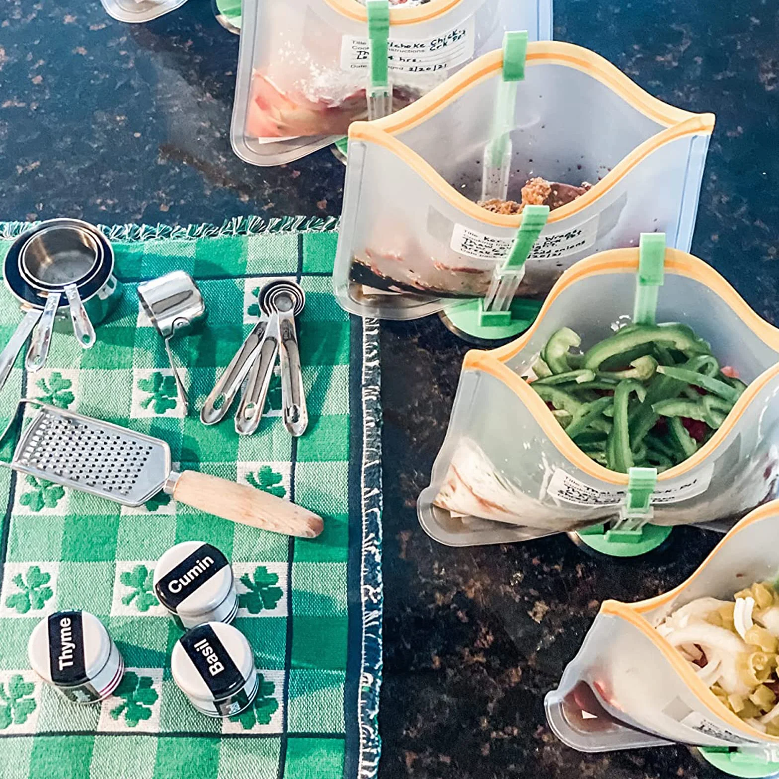 Stojak z uchwytem na torebkę Ziplock regulowany do plastikowych torebek do zamrażarki/wolne ręce Baggy Rack galonowy stojak z uchwytem na torebkę, 6 paczek/6 sztuk