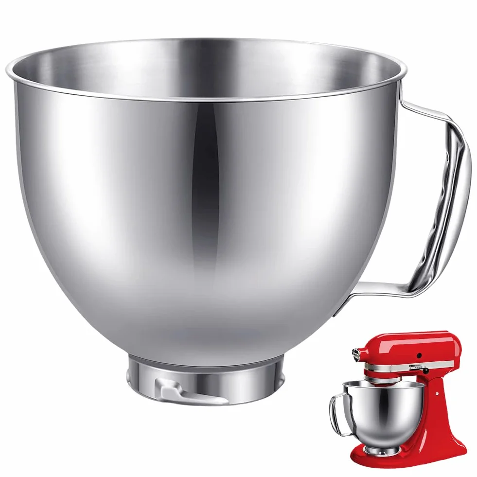 Miska ze stali nierdzewnej do miksera stojącego Kitchenaid, Tutamaz Miska do Kitchen Aid 4,5-5 Quart, mikser stojący, kolor srebrny, części zamienne do mieszadła stojącego, miska ze stali nierdzewnej