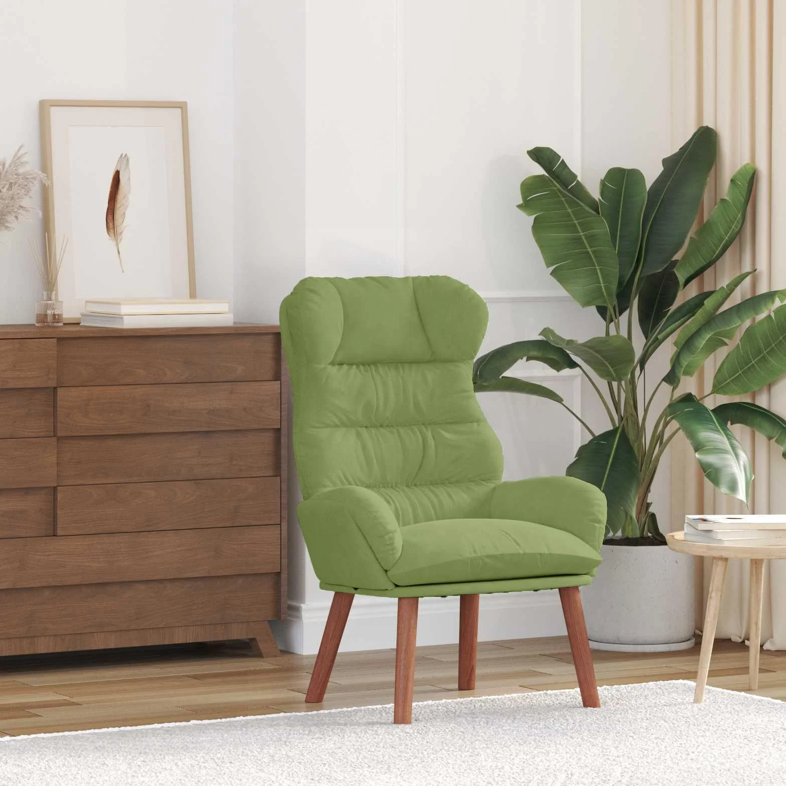 vidaXL fotel Jasnozielony 69 x 74 x 93 cm Aksamit | Stworzony dla Twojego komfortu podczas relaksu, Zrobiony z tkaniny i drewna wysokiej jakości, które przetrwają lata,