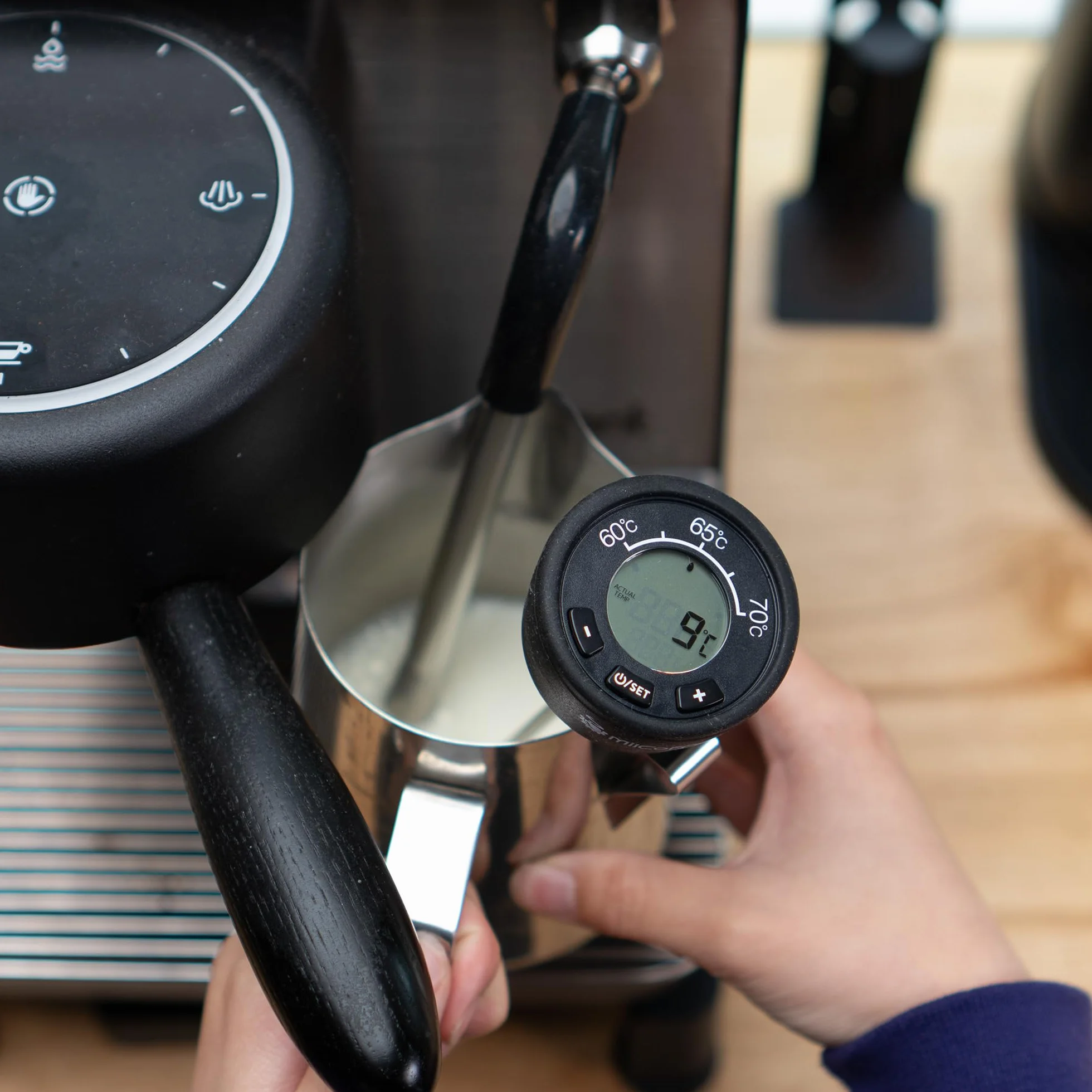 MiiCoffee Cyfrowy termometr do spieniania mleka z klipsem, akcesoria do ekspresu do kawy