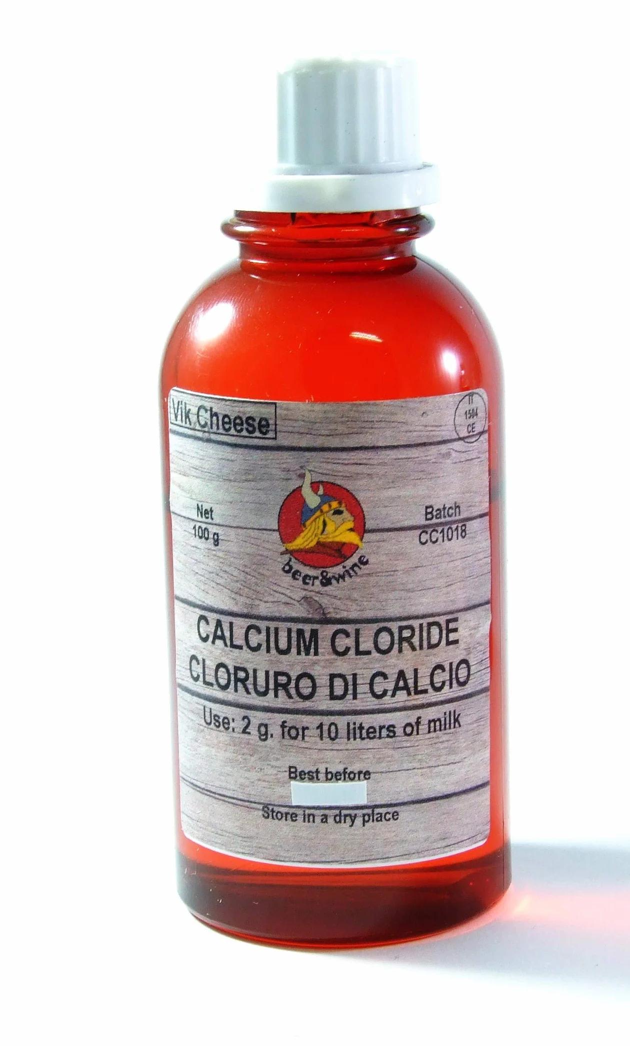 Płynny chlorek wapnia, 100 ml, do produkcji sera, CaCl2, podpuszczka, lipaza, hodowla sera, produkcja sera, zestaw sera