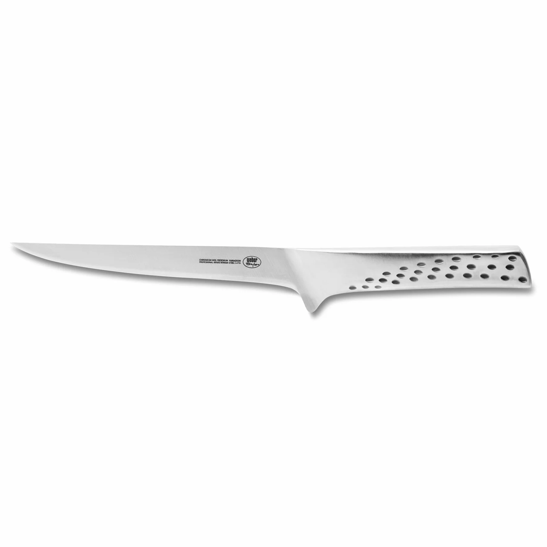 Weber Deluxe Nóż do filetowania (ostrze 16 cm), idealny do mięsa i filetowania ryb, z wysokiej jakości niemieckiej stali nierdzewnej, dodatkowo naostrzony, ergonomiczna rękojeść - Srebrny (17067)