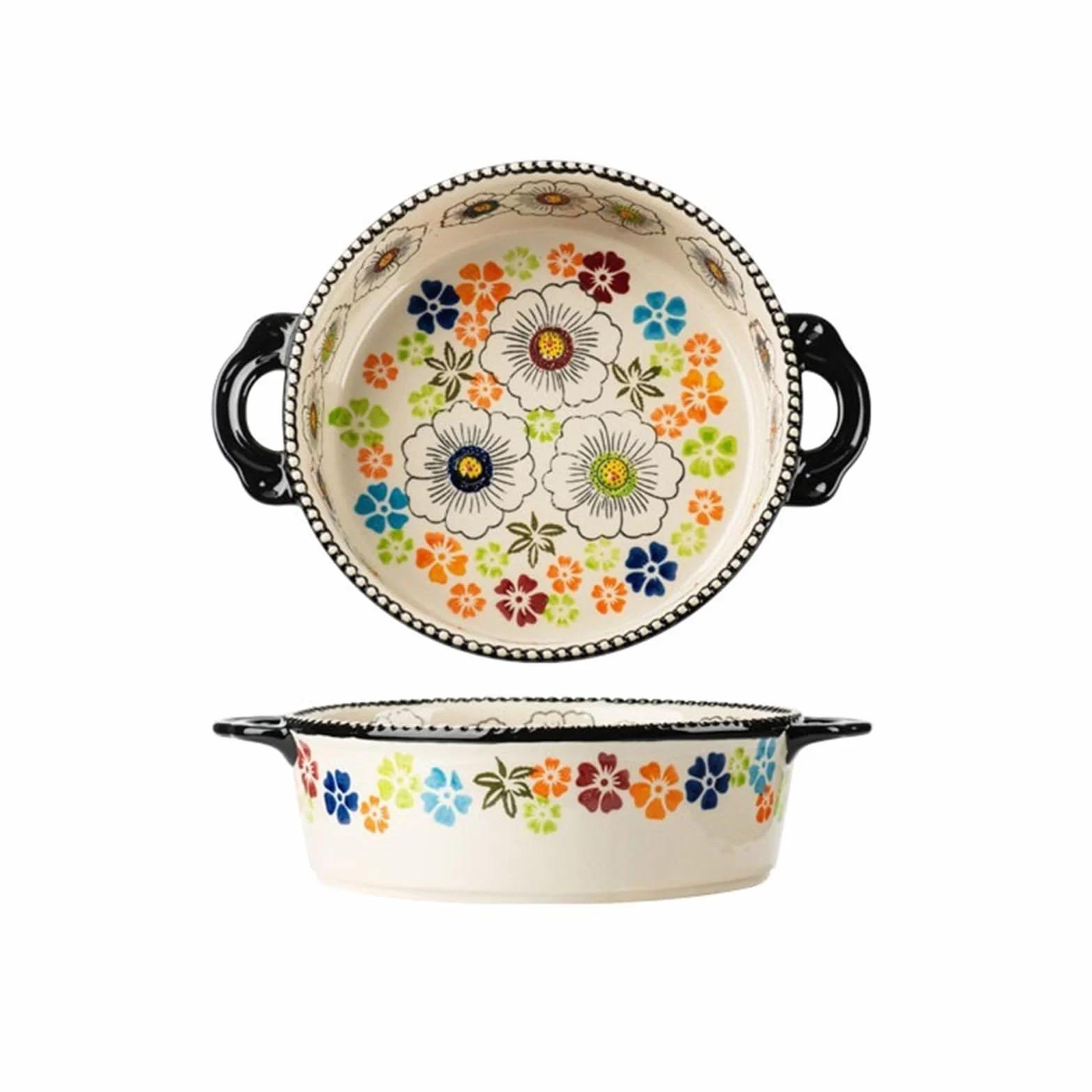 Garnek Domowe naczynia do pieczenia o dużej pojemności, wysoka temperatura, vintage podszkliwne naczynia, głęboki talerz z uchwytem kuchnia (19 cm)