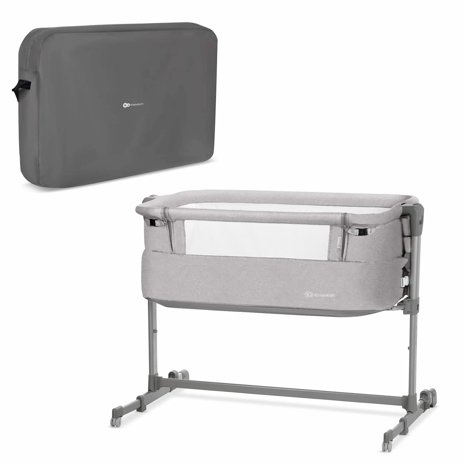 Kk Kinderkraft KKLNESTGRY000N Łóżeczko Dostawne, Szary, Do 9 kg