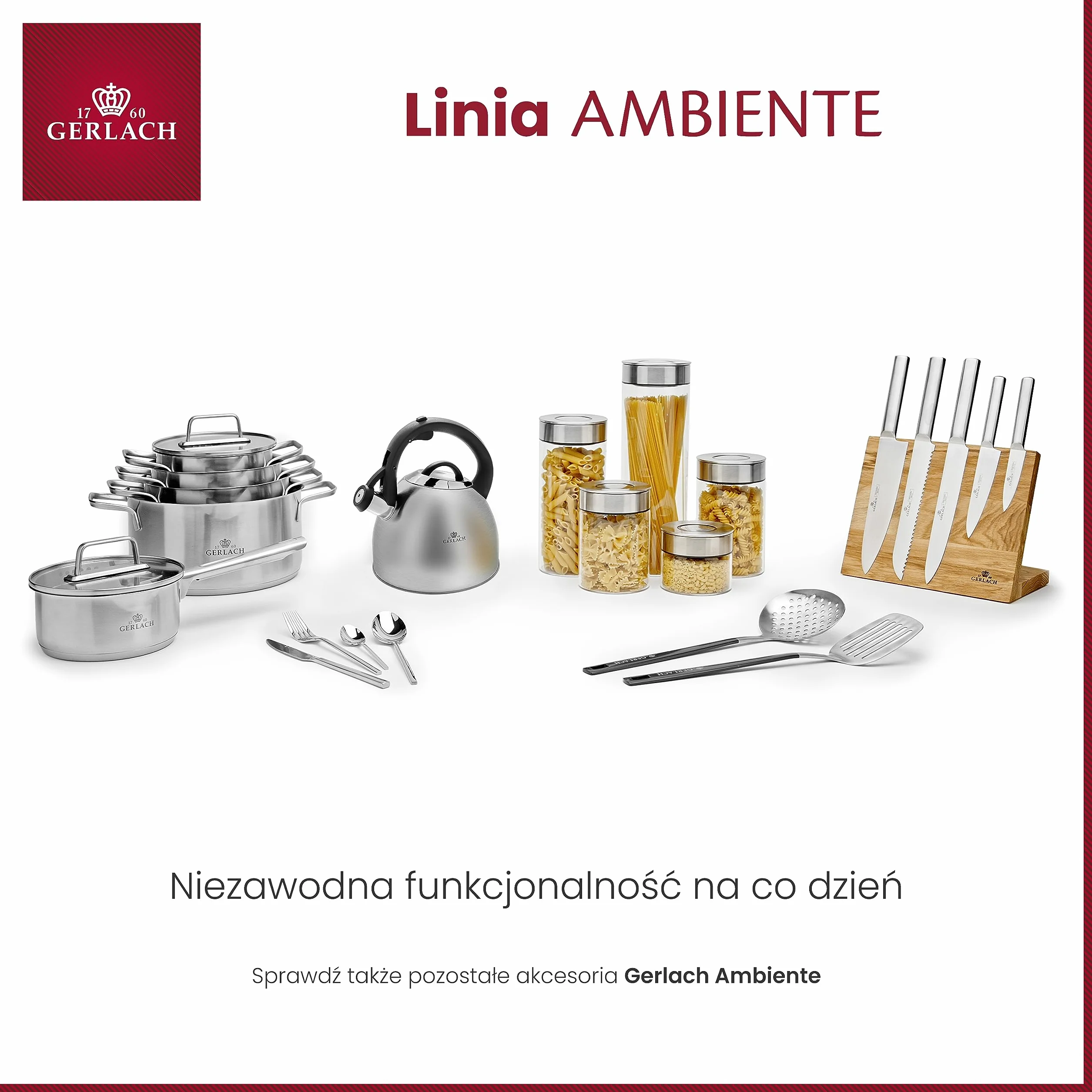 Gerlach Ambiente Magnetic Zestaw Noży, Srebrny/Brązowy, 5 Sztuk