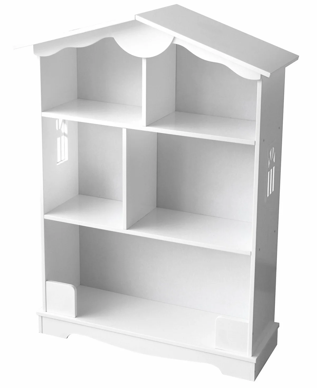 leomark Drewniany regał na zabawki i książki, biały regał na książki dla dzieci 76 x 30 x 101 cm, półka do przechowywania, organizer w kształcie domu do sypialni lub pokoju zabaw