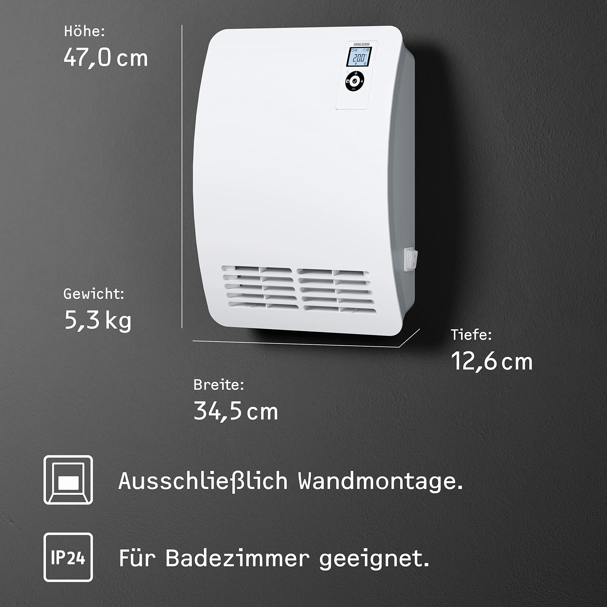 STIEBEL ELTRON Ogrzewacz szybkonagrzewający CK 20 Premium, 2 kW na około 25 m², atest VDE, wyświetlacz LCD, programator tygodniowy, Silent Mode, energooszczędny termowentylator, łazienka, 237835