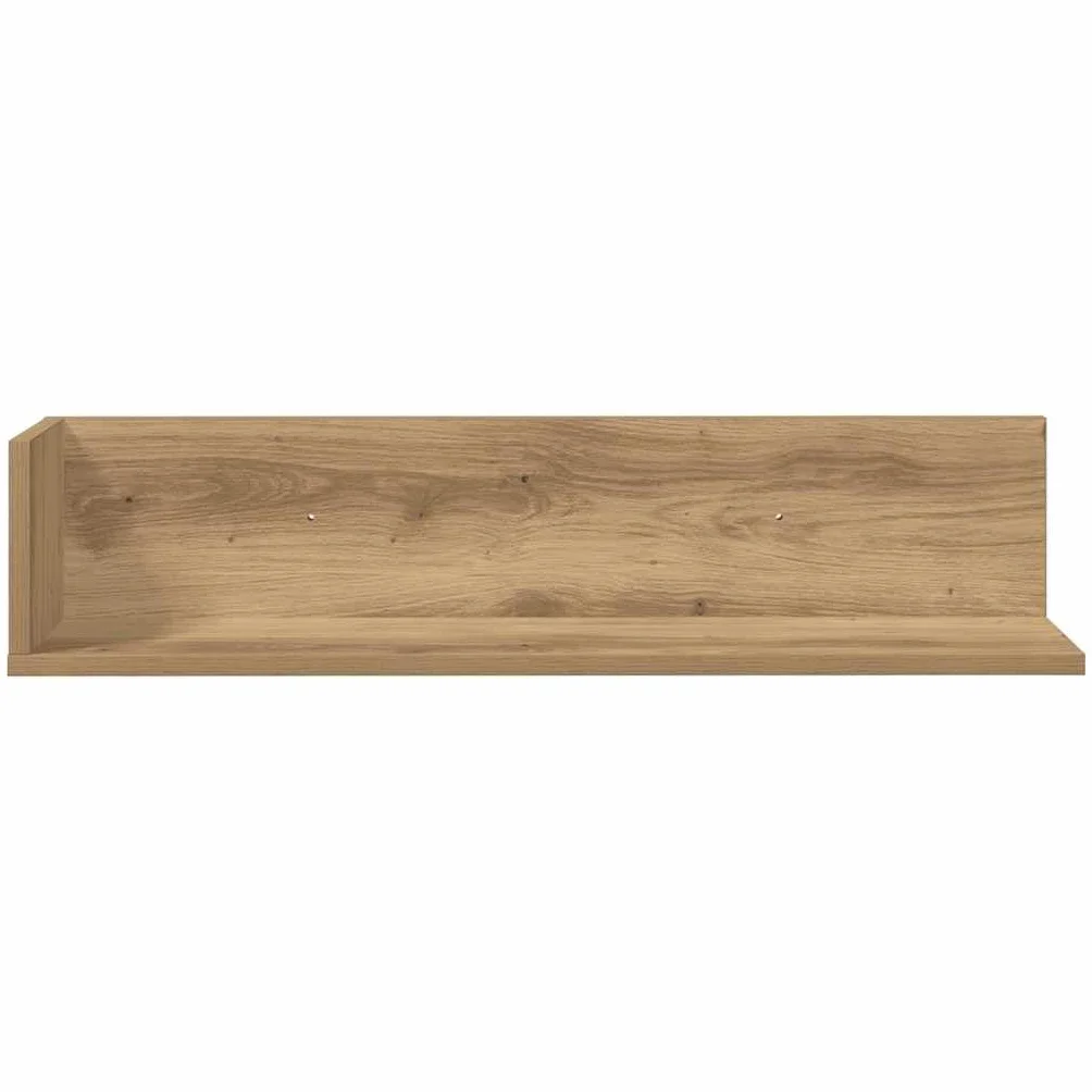 Regały ścienne 2 szt. dąb Artisan 75 x 16,5 x 16,5 cm materiał drewnopochodny, w kształcie litery L, do salonu, sypialni, uniwersalny montaż na ścianie