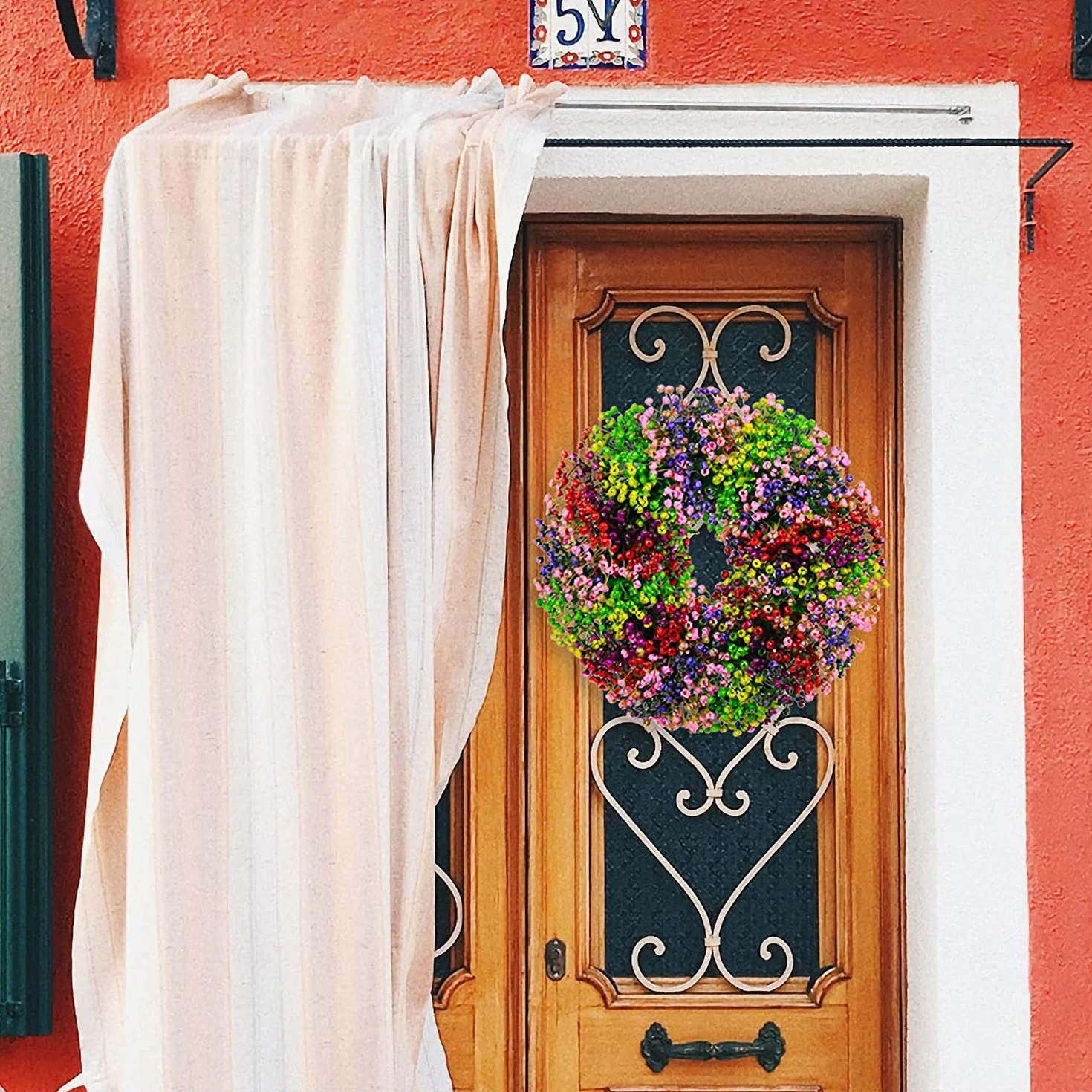 Sztuczny wieniec eukaliptusowy dekoracja kolorowy