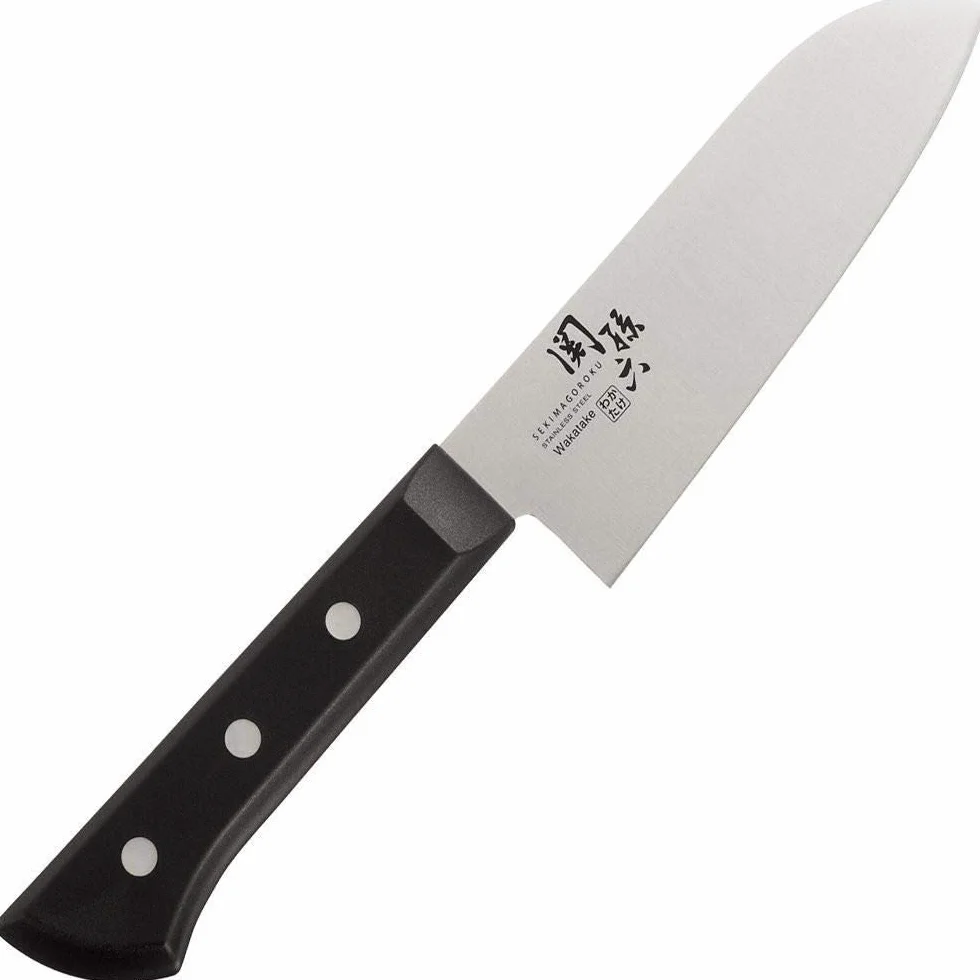 Kai Seki Magoroku Wakatake Santoku, ostry japoński nóż uniwersalny, ostrze: 14,5 cm, idealny do mięsa, ryb i warzyw