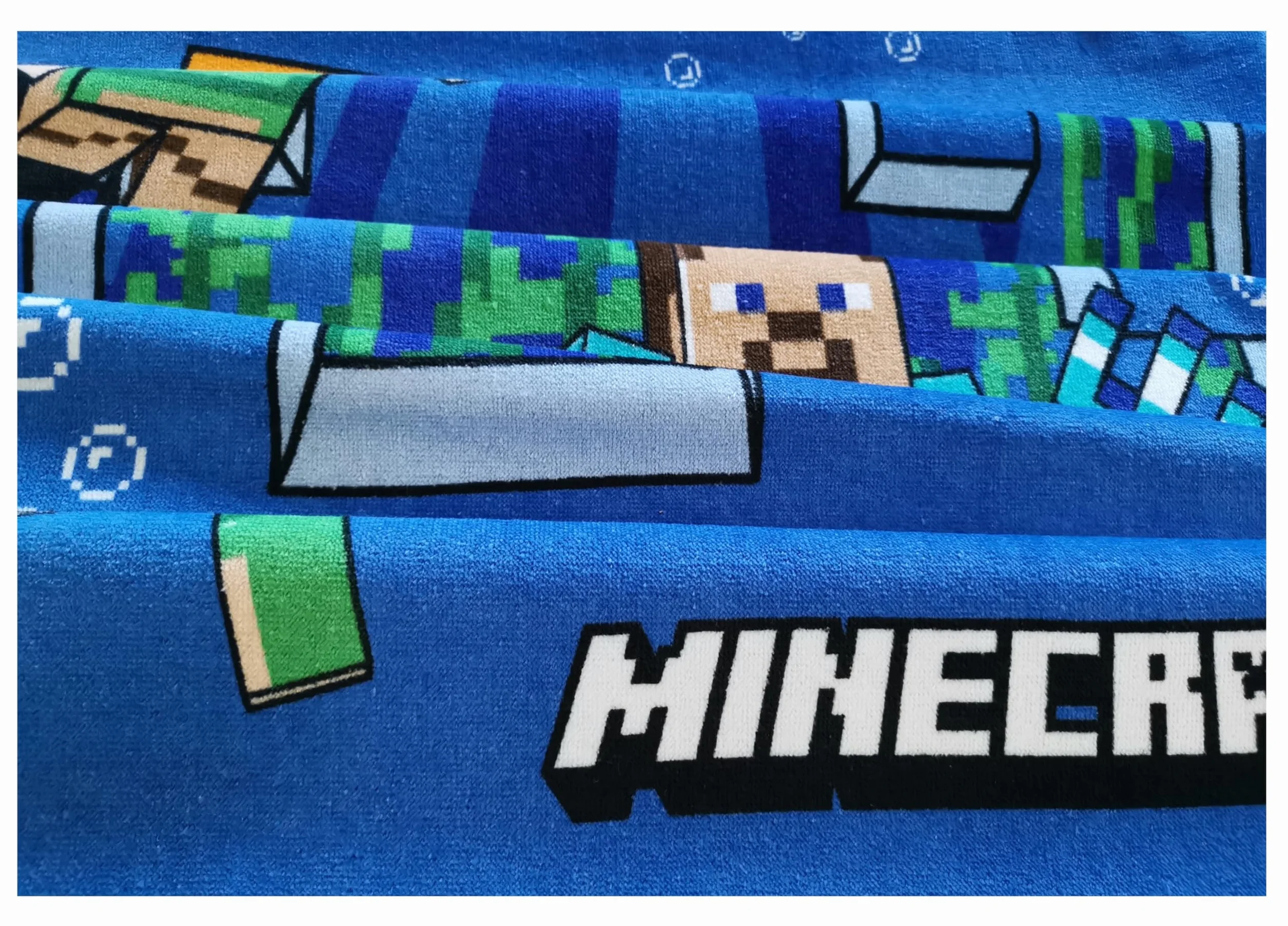 Theonoi Ręcznik kąpielowy dla dziewczynek i chłopców na plażę i prysznic - 100% bawełna, 70x140cm (Minecraft Steve Alex)