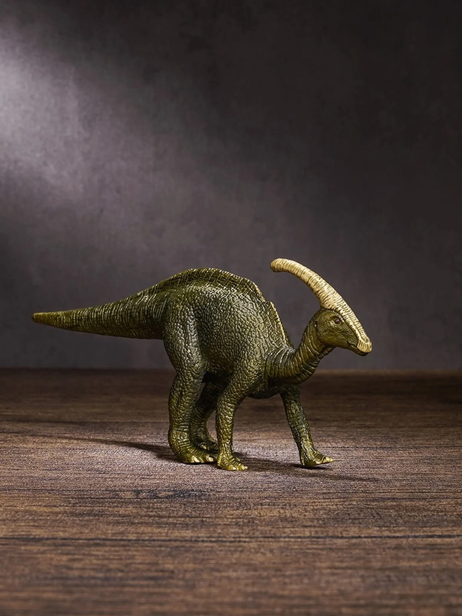 CNCNSH Mosiężna figurka dinozaura na stole, statua jurajskiego paractenozaura, dekoracja dekoracyjna do gabinetu, kolekcja rzeźb z brązu dla bydła zwierzęcego,