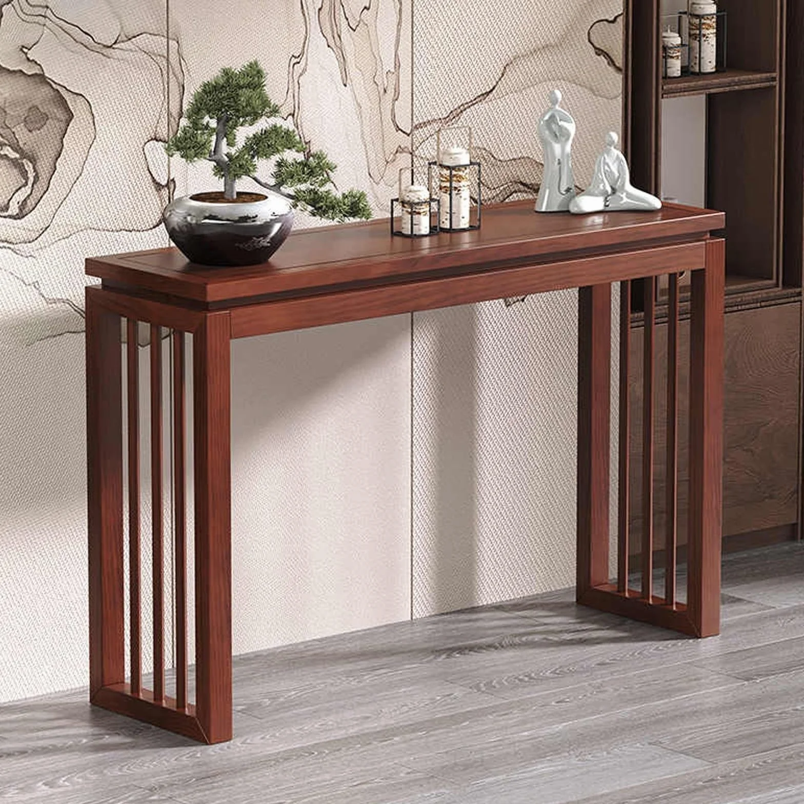 Stół konsolowy retro z litego drewna - wąski stół do przedpokoju i salonu - dekoracyjne meble do przedpokoju - solidny design 120 cm dla stylowej dekoracji domu