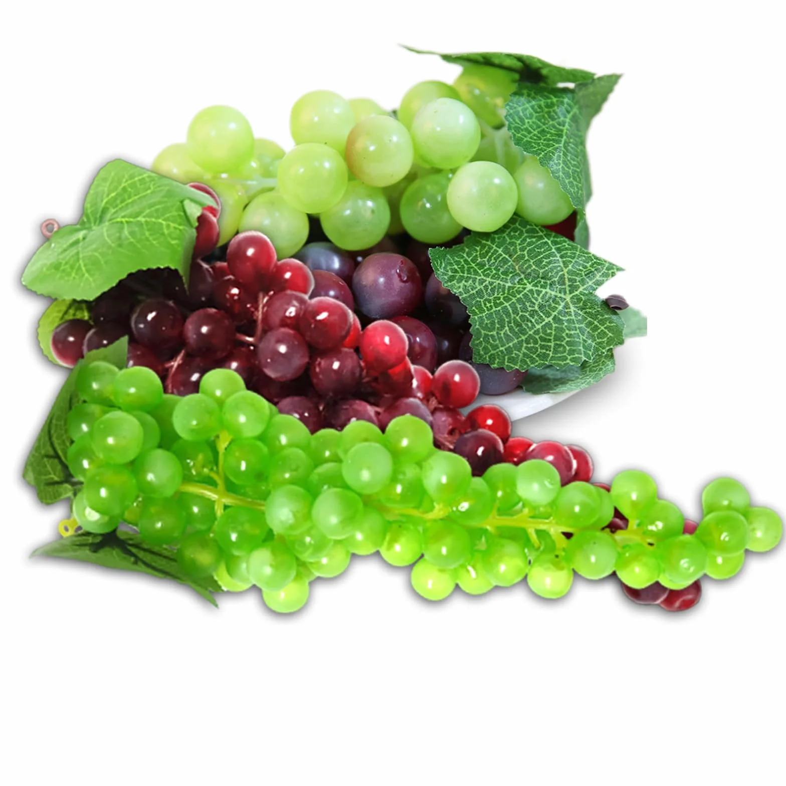 3 sztuki dekoracyjnych winogron z tworzywa sztucznego, realistyczne winogrona, sztuczne owoce, warzywa, dekoracja wina, sztuczne podpórki na owoce, biuro ogrodowe (85 kapsułek)