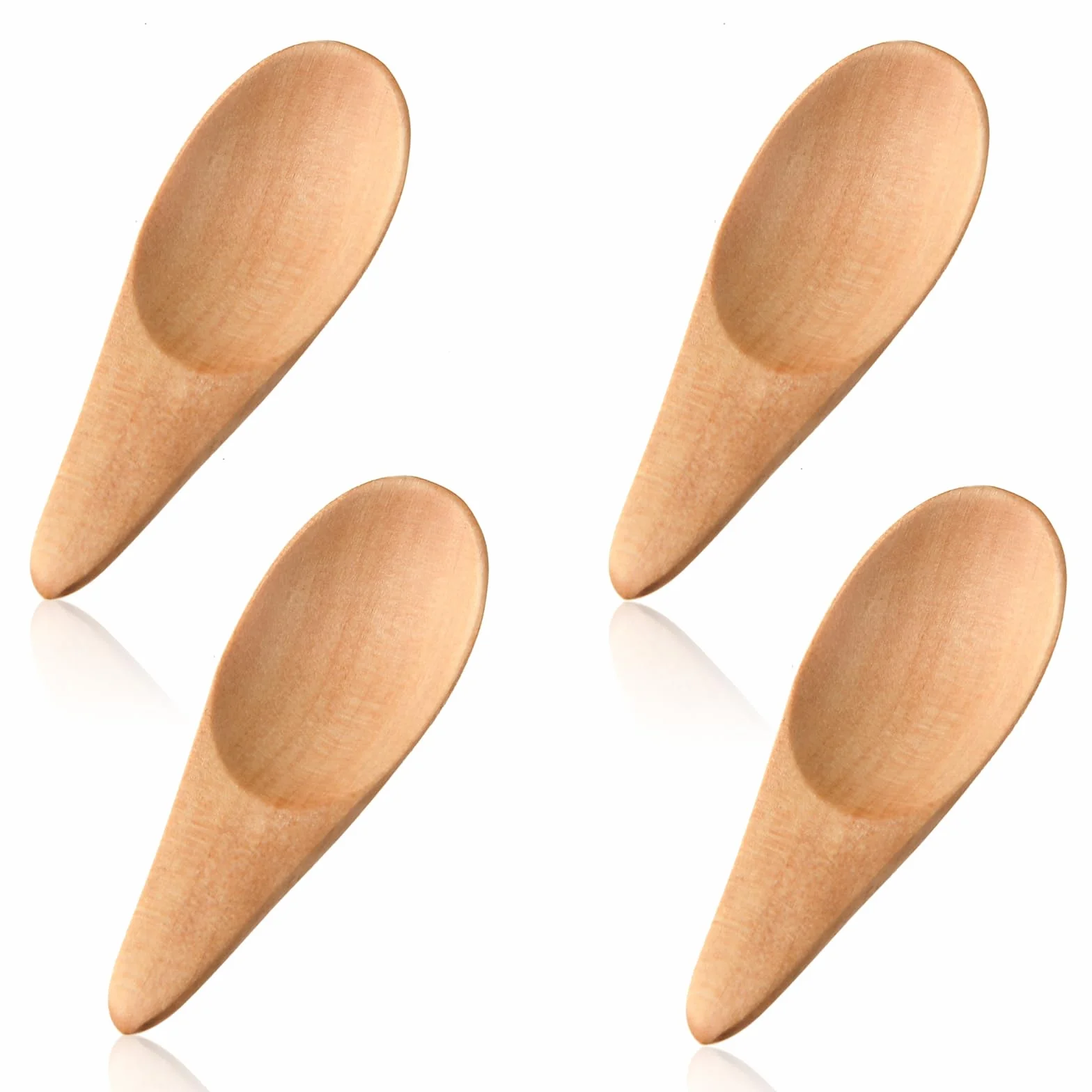 4 Sztuki Mini Drewnianych Łyżek 7 cm - Małe Łyżki do Soli, Przypraw, Cukru, Dżemu, Kawy, Miodu - Deserowe Łyżeczki