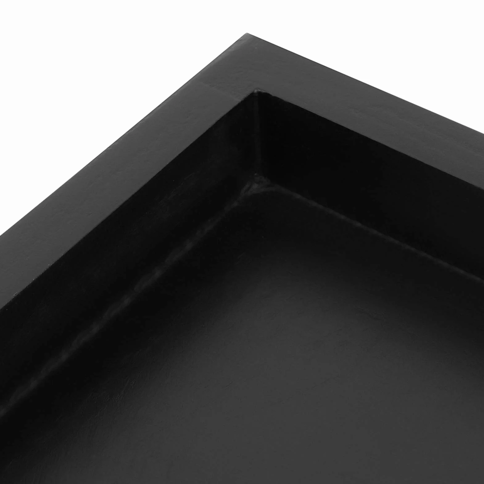 Cocoarm Prostokątna drewniana taca do serwowania, duża 30 x 30 x 2,5 cm, lite drewno, czarna, nowoczesna, podwyższone krawędzie, lakierowana, taca śniadaniowa, drewno paulowni