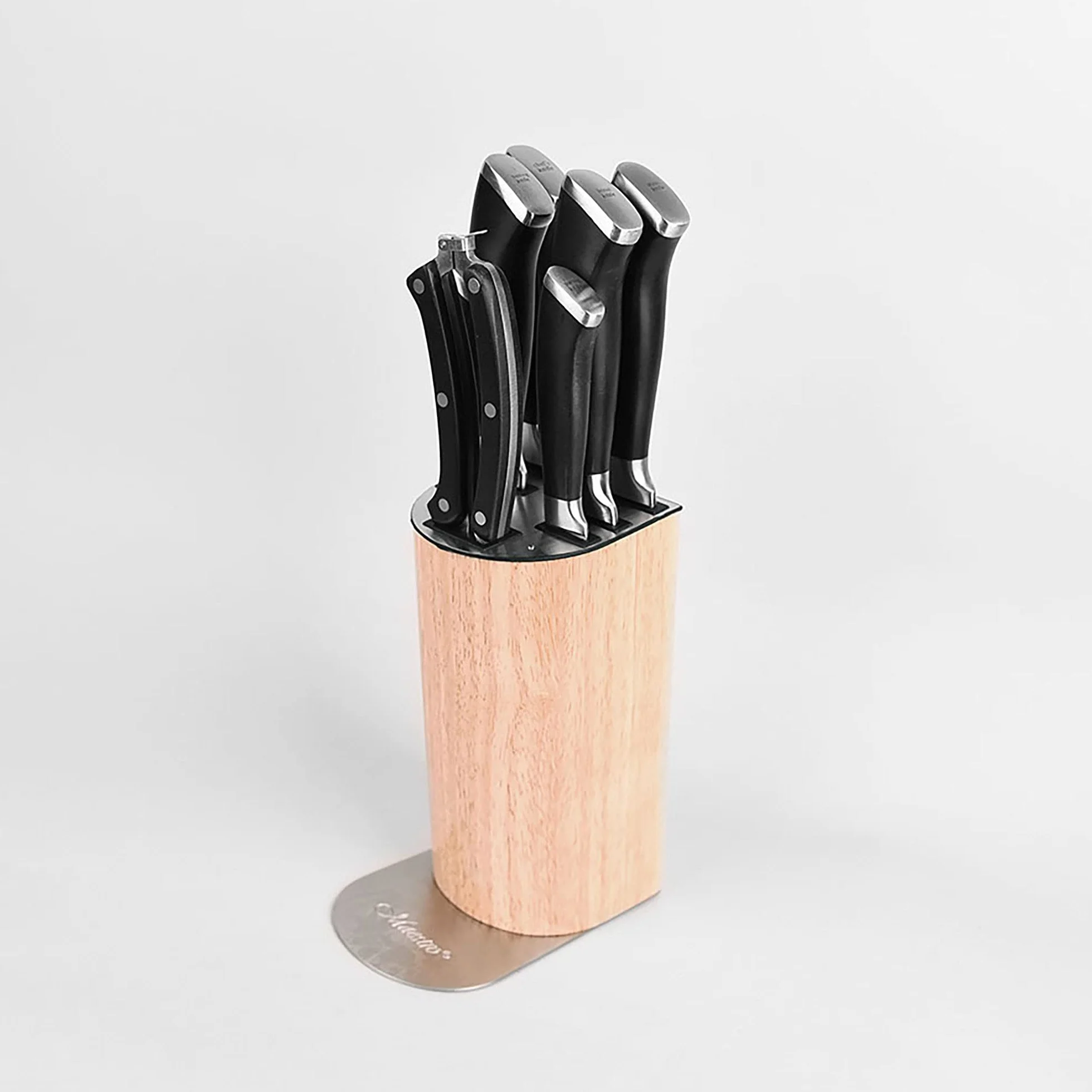 Maestro MR-1422 profesjonalny blok noży kuchennych, 8 sztuk, nowoczesny design, 6 noży ze stali nierdzewnej, ergonomiczne uchwyty, nożyczki