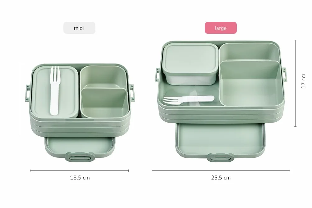 Mepal Take A Break Zestaw Dużych Pudełek Bento na Lunch, Pudełko na Kanapki, Małe Przekąski i Resztki, 1500 Ml, Szałwia Nordycka