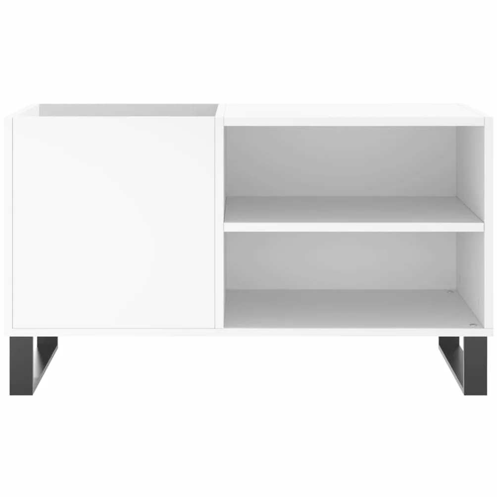 Szafka panelowa biała z materiału drewnopochodnego 85 x 38 x 48 cm z żelaznymi nogami, przestronna szafka winylowa na płyty gramofonowe, miejsce do przechowywania i miejsce do przechowywania