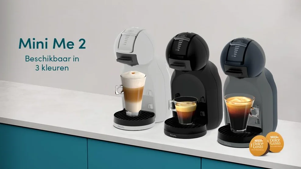 Krups Nescafé KP123BAS Dolce Gusto MiniMe, Automatyczny ekspres do kawy na strączki, 15 bar pod ciśnieniem, Pojemność 0,8 l, Kompaktowy, Automatyczne zatrzymywanie, Czarny