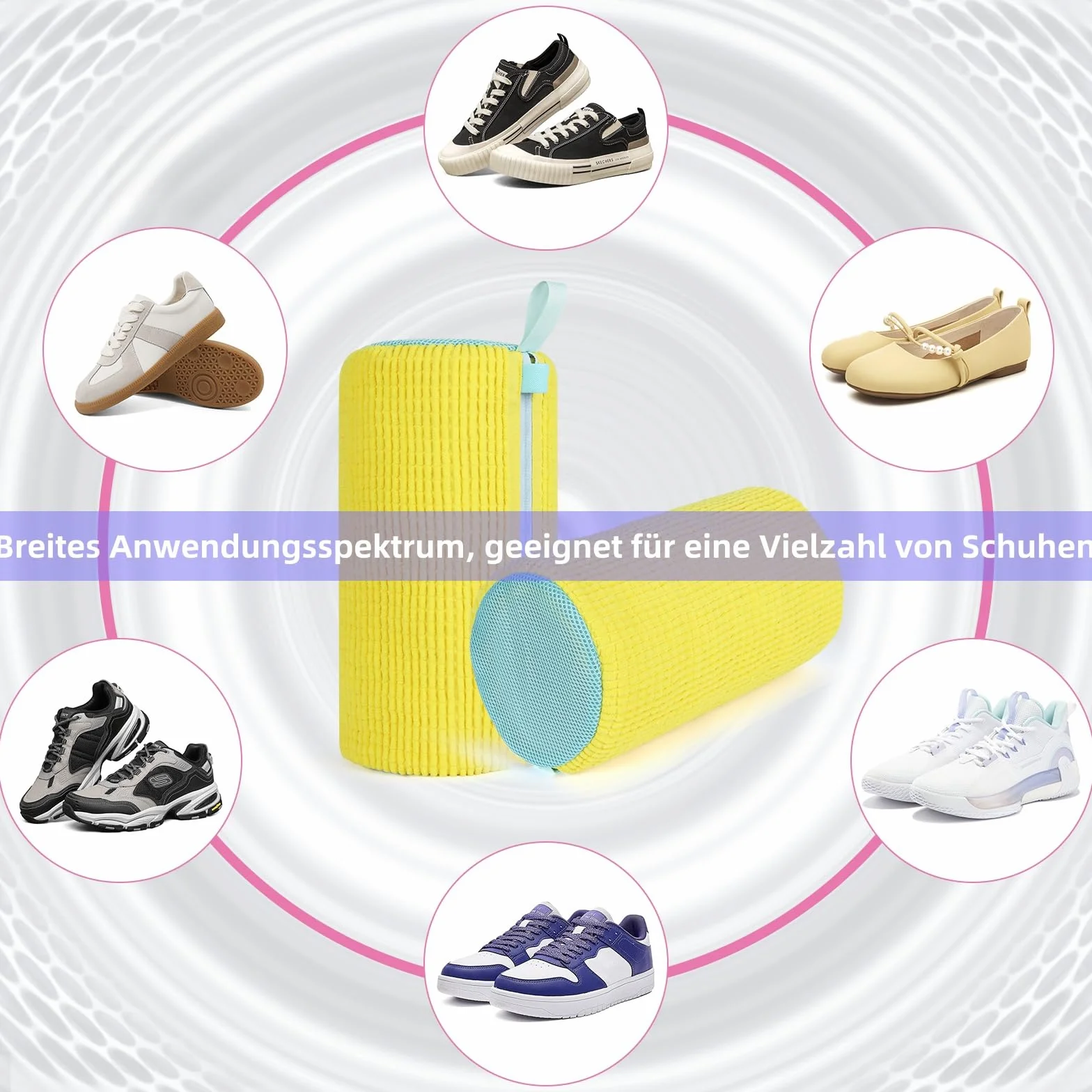 Zestaw 2 worków do prania butów, czyszczenie w zakresie 360°, amortyzujące uderzenia i redukujące hałas, wielokrotnego użytku do pralki, siatki na pranie (żółte)