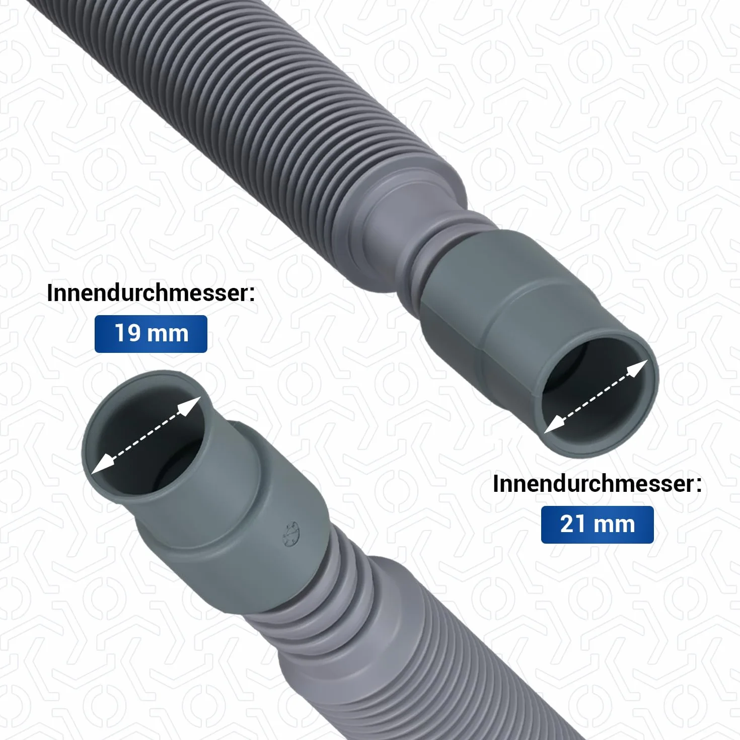 VIOKS Elastyczny wąż do pralki i zmywarki 60-200 cm 19/21 mm Ø