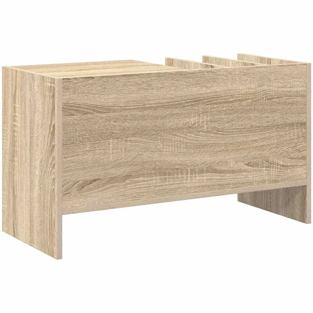 Hothingwell Sonoma dębowa szafka do przechowywania 78,5 x 35 x 45 cm, szafka do przechowywania płyt winylowych z drewna inżynieryjnego, prostokątna półka na płyty z wykończonym tyłem do salonu,