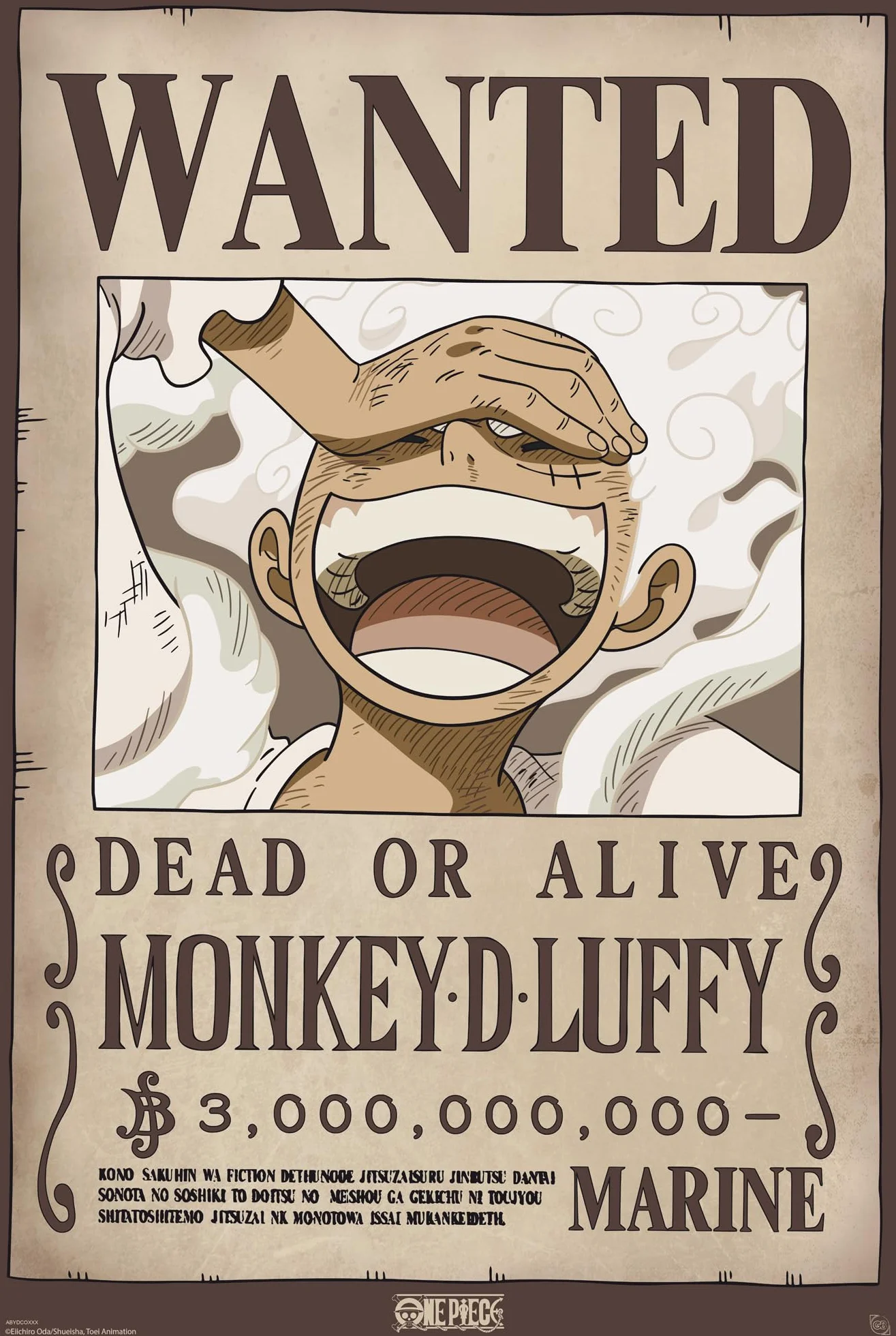 ONE PIECE Plakat Wanted Luffy Wano 91,5 x 61 cm