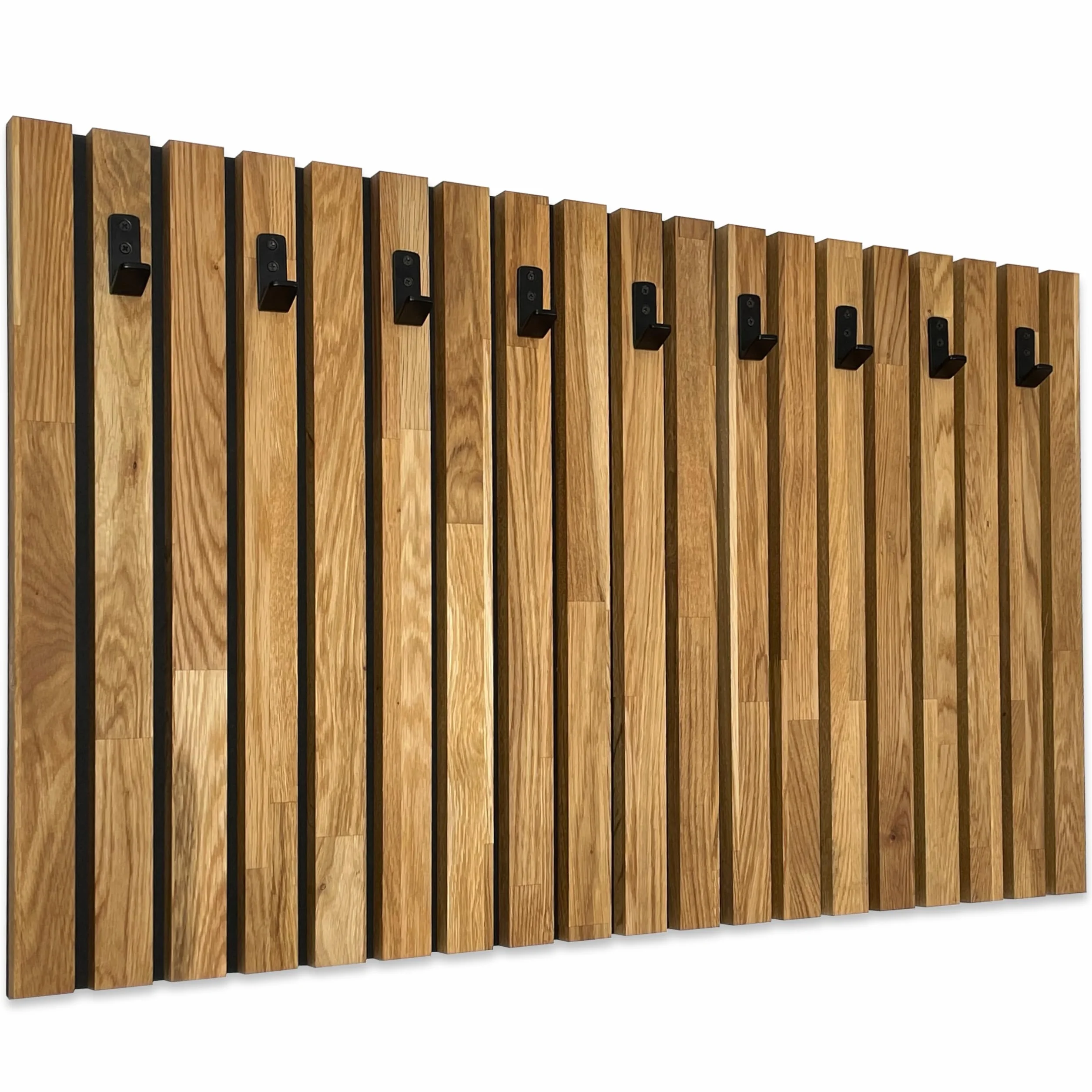 FLEXISTYLE Wieszak na ubrania ścienny drewniany dąb lamele czarny 100x60 cm
