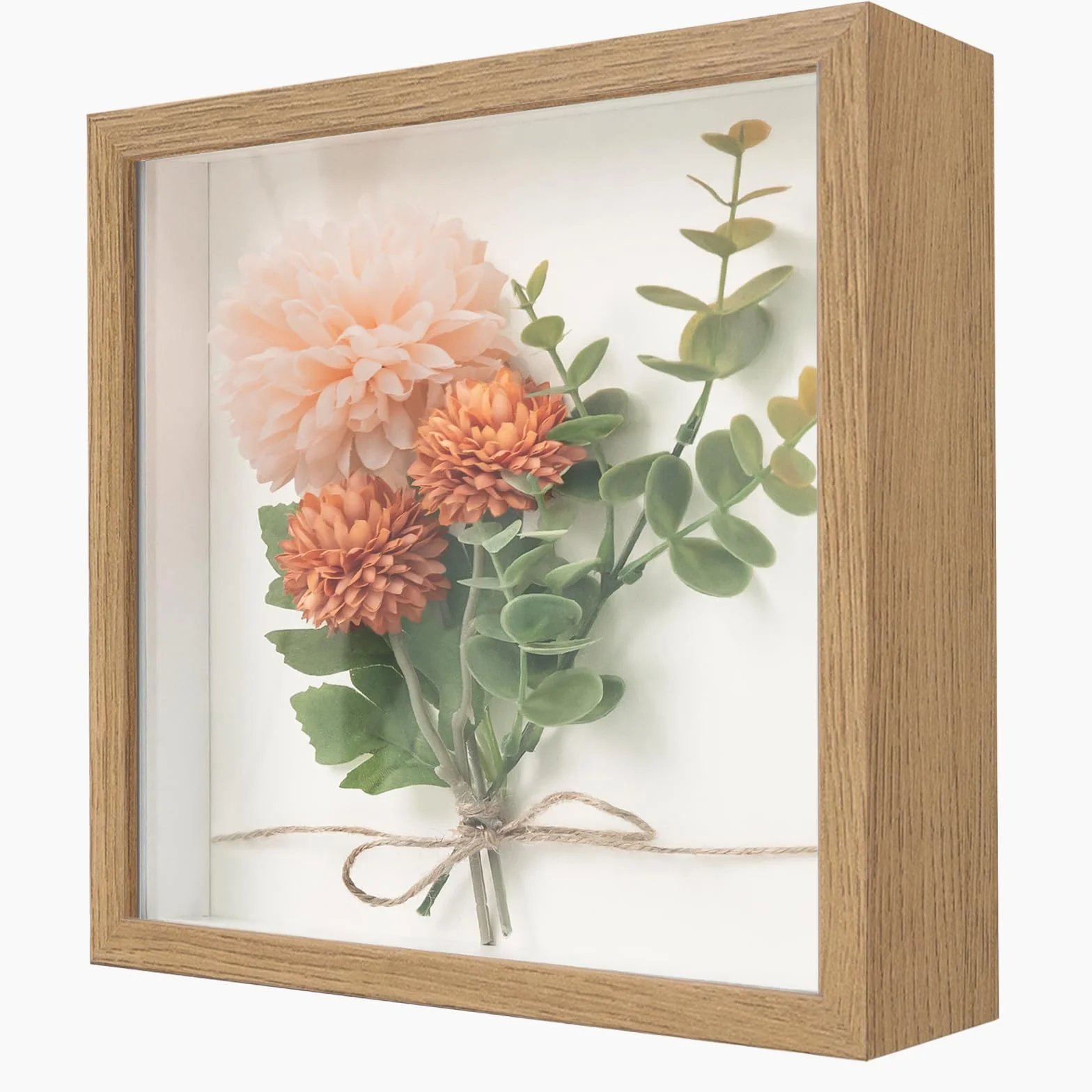 WISYOK Ramka na zdjęcia 3D do wypełniania 22x22cm, Ramka na obiekty 3D głęboka 3cm, Głęboka ramka na ścianę i desktop, Shadow Box na zdjęcia, obiekty, bukiet ślubny, dzieła sztuki DIY (naturalne