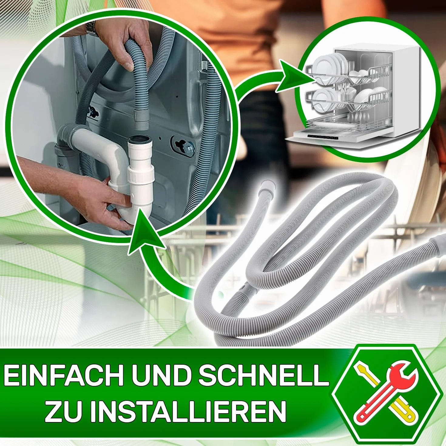 Rura odpływowa do zmywarki 2,5 m Ø 30/19 mm prosta i kątowa z oryginalnym kodem 49052655 dla Candy 481281718685 do Whirlpool - 5 lat - ONIX TECH