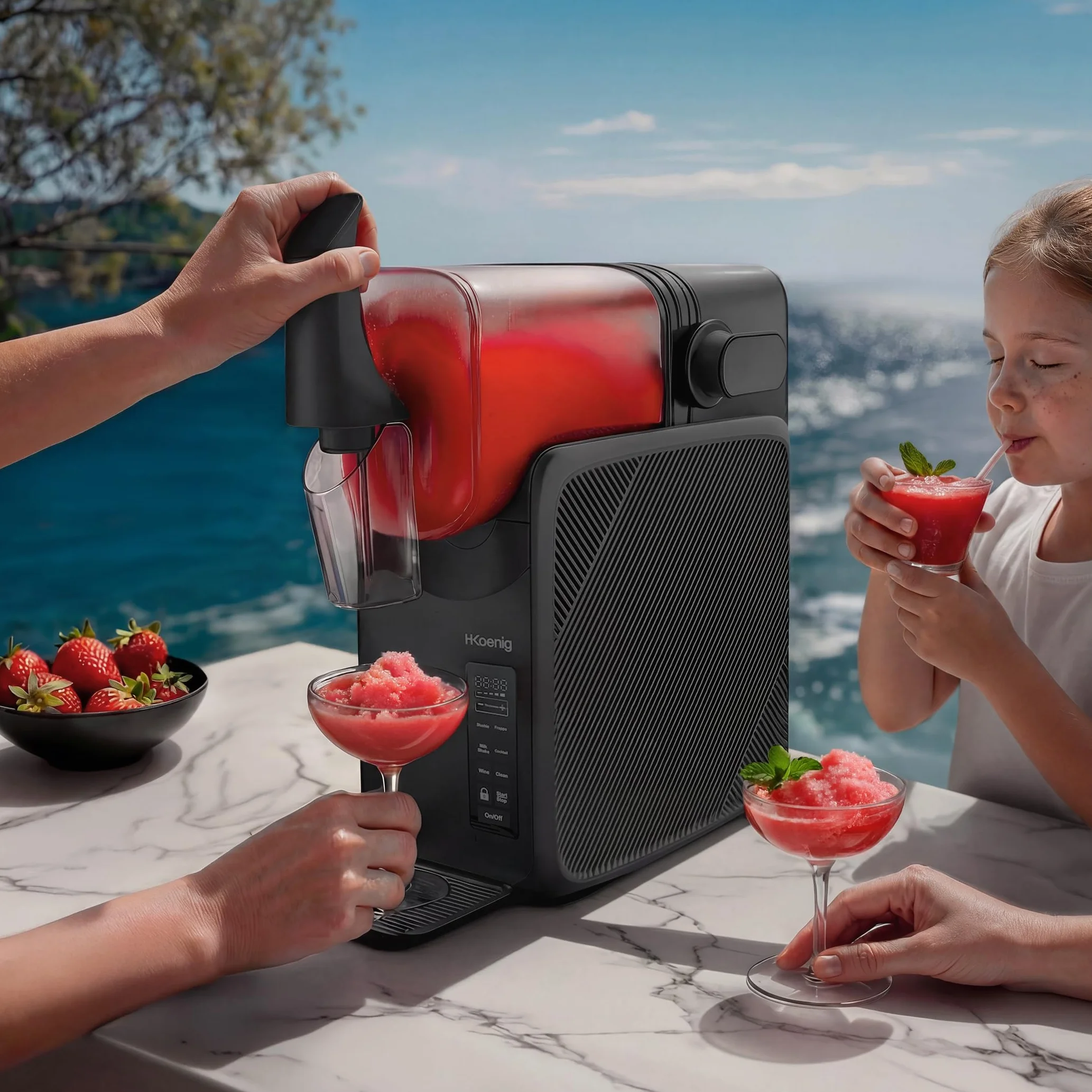 Maszyna do granita, 5 wstępnie ustawionych trybów, lody, Granita, koktajl mleczny, kawa uderzeniowa i koktajle, pojemność 2,5 l, funkcja utrzymywania zimna i samoczyszczenia, panel dotykowy, nadaje