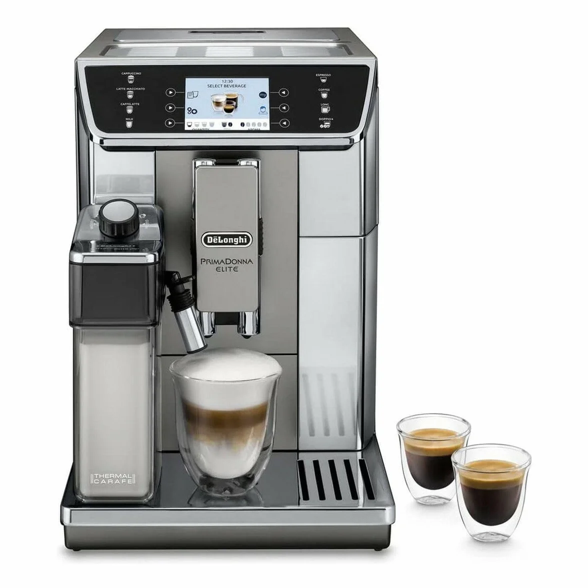DeLonghi Primadonna Elite ECAM 650.55.MS w pełni automatyczny ekspres do kawy, 2 l, wolnostojący, zintegrowany młynek, 1450 W, czarny, stal nierdzewna