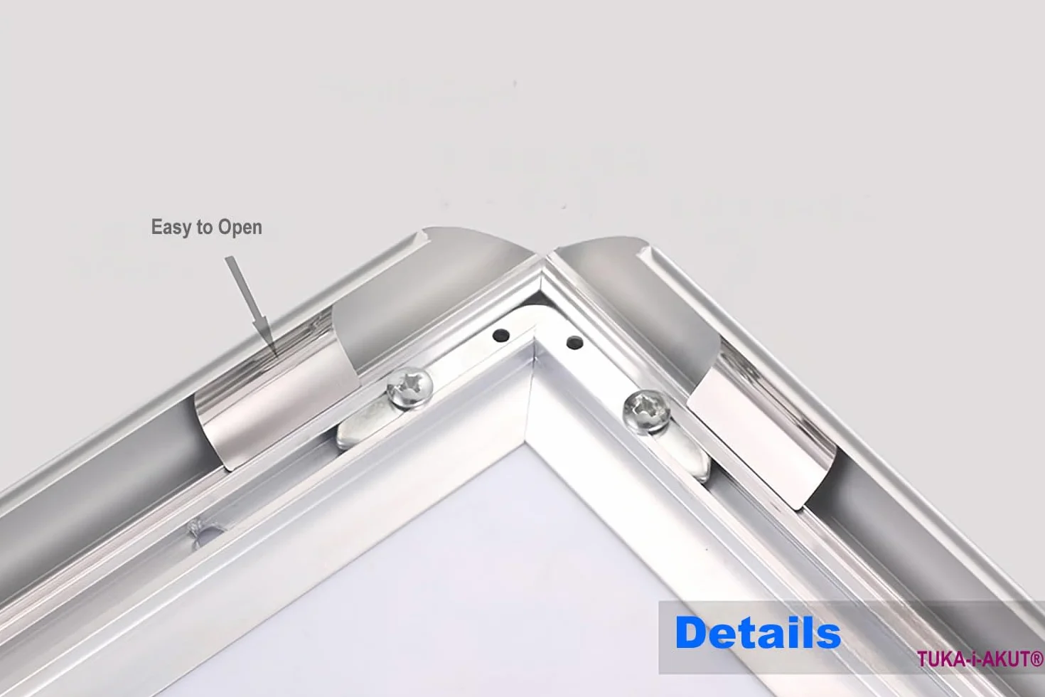 TUKA-i-AKUT TKD8420-A3-20X składana rama z aluminium, 25 mm, profil 25 mm, ramka na plakat, rama zatrzaskowa, składana z szybką ochronną, materiał mocujący, kolor srebrny, TKD8420-A3-20X
