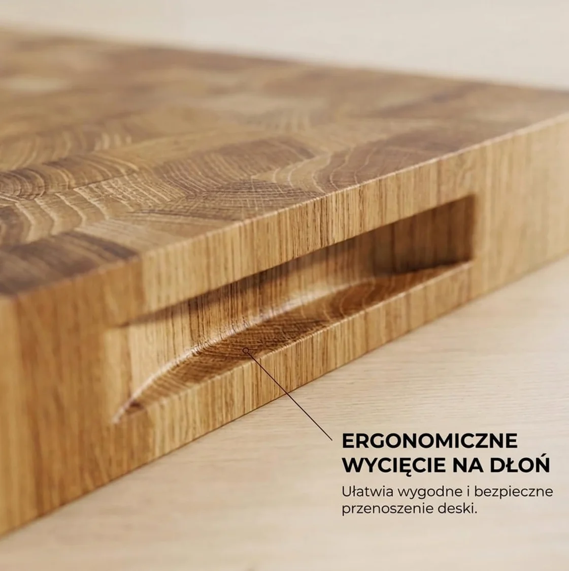Deska do krojenia dębowa sztorcowa (end grain) – gruba deska kuchenna z litego drewna – do mięsa, warzyw i chleba – profesjonalna, trwała i bezpieczna dla noży
