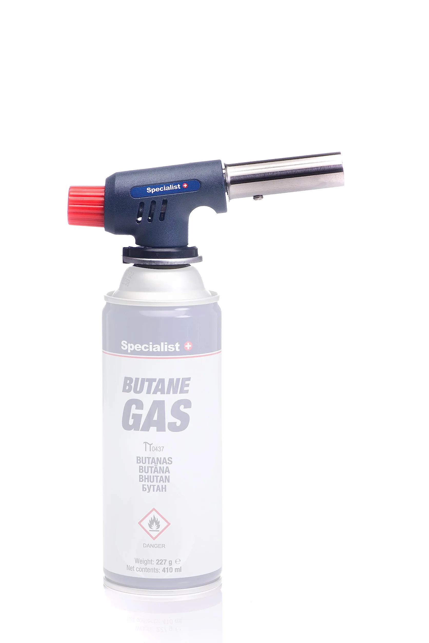 Specialist+ Basic palnik gazowy butanowy – palnik z automatycznym zapłonem, regulator płomienia – temperatura palenia do 1300°C – moc 1,3 kW – nadaje się jako palnik lutowniczy, palnik kuchenny,