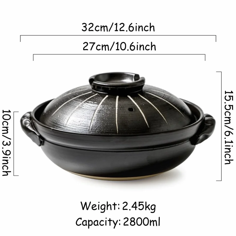 Ceramiczny garnek do duszenia, Naczynie żaroodporne z pokrywką, ceramiczny garnek do gotowania(2800ML)