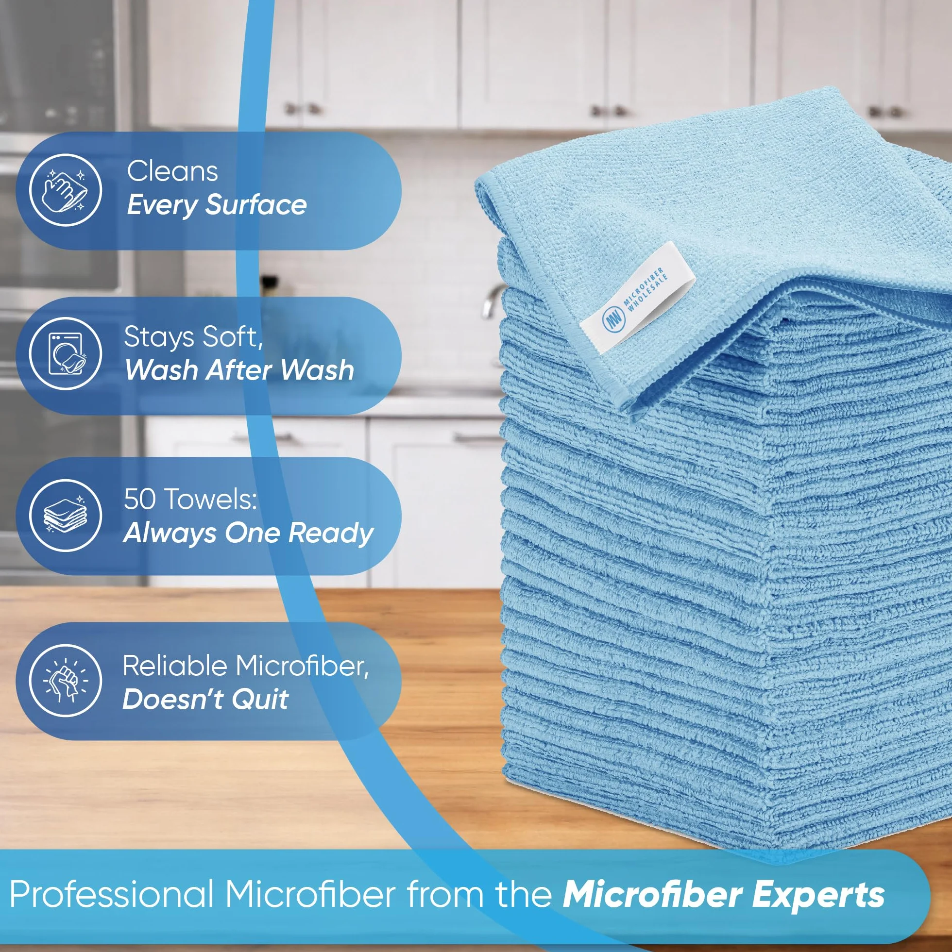 Microfiber Wholesale 54 szt. ekonomicznych uniwersalnych ręczników z mikrofibry duże 40 cm x 40 cm | bez kłaczków i wielokrotnego użytku | Duże ściereczki z mikrofibry