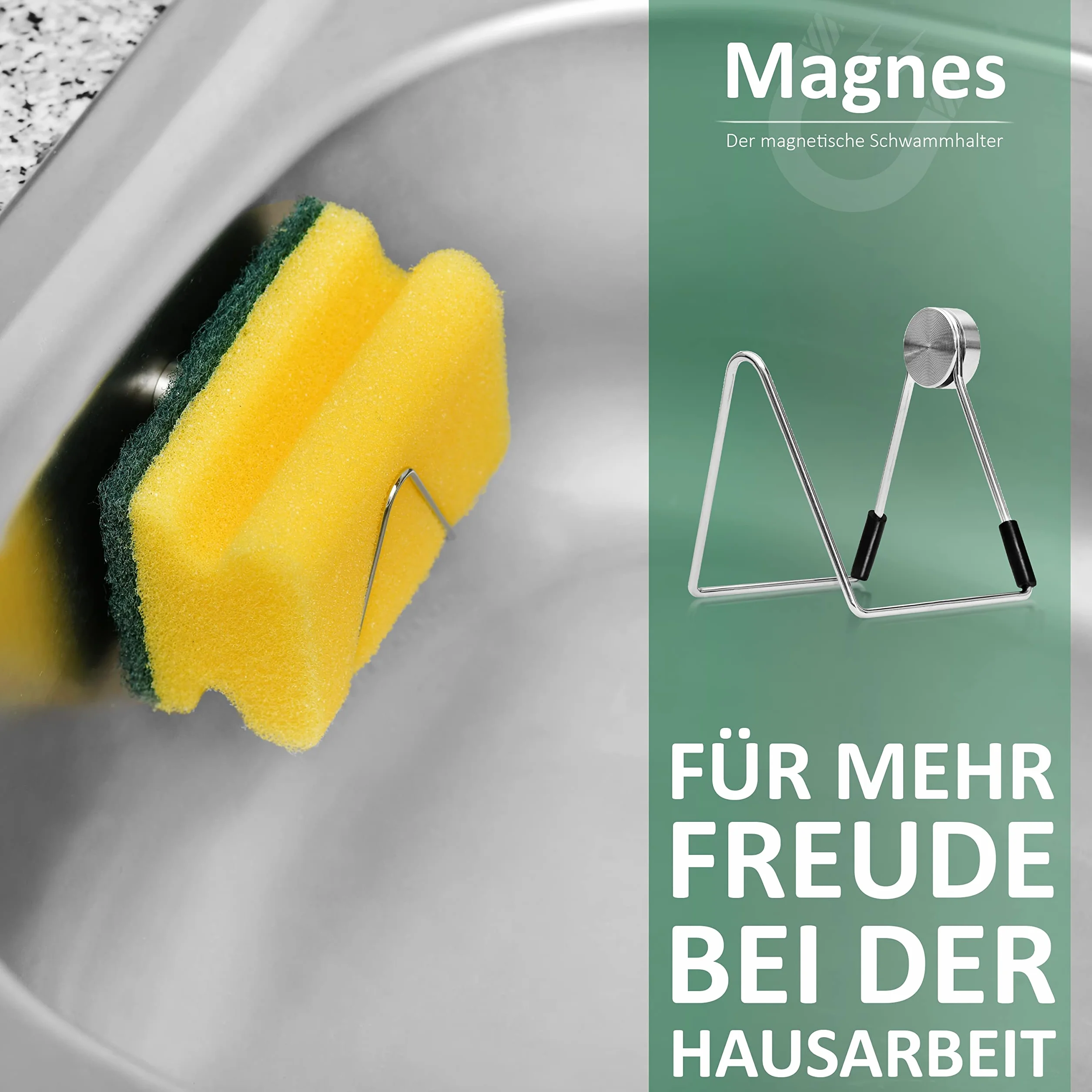 Magnes - Magnetyczny uchwyt na gąbki do mycia naczyń wykonany ze stali nierdzewnej - uchwyt na ręcznik kuchenny, uchwyt na przybory kuchenne