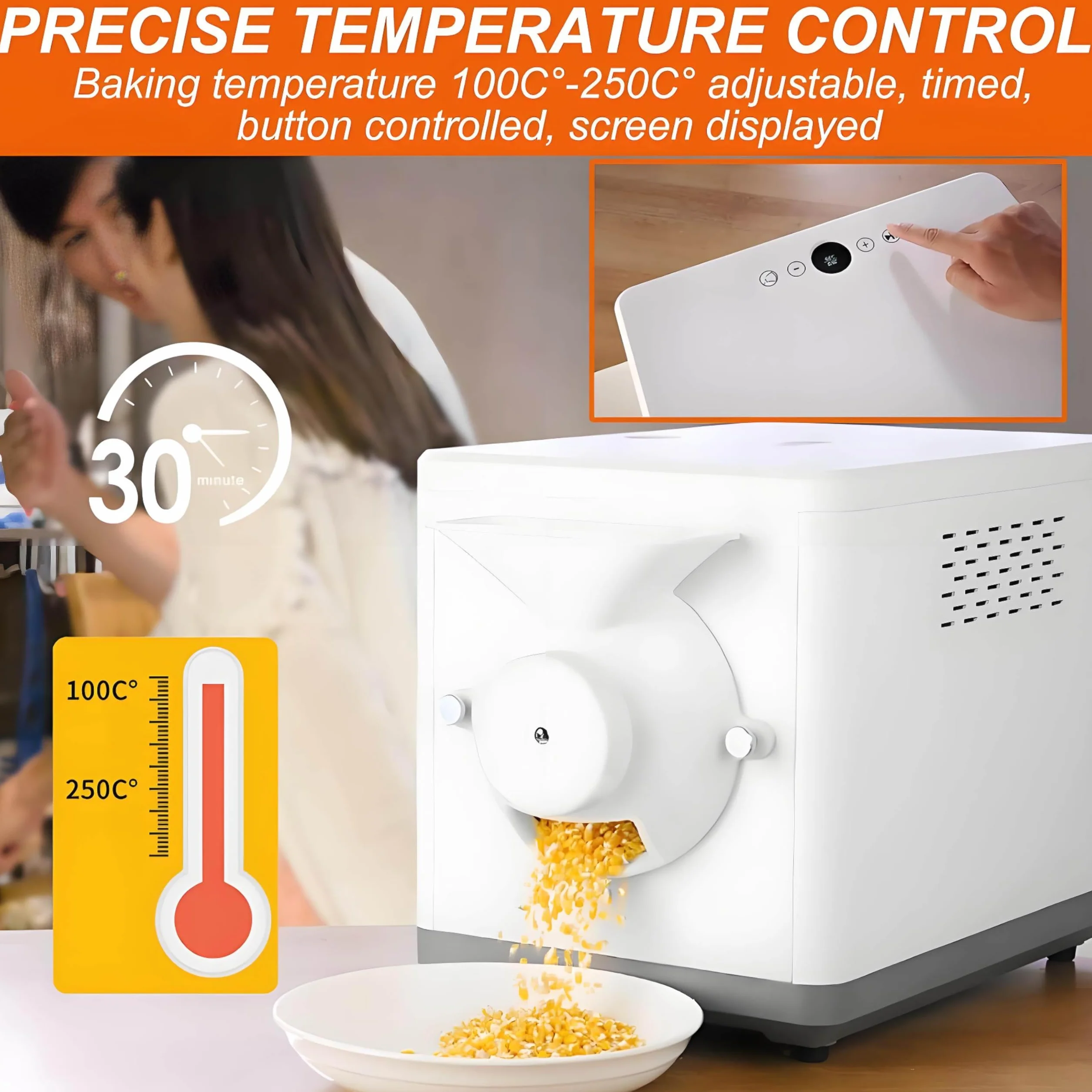 Wielofunkcyjna Palarnia Ziaren Kawy, Elektryczna Maszyna Do Pieczenia Kawy O Mocy 1600 W - Z Regulacją Temperatury 100-250 ℃, Maszyna Do Pieczenia Ziaren Kawy, Herbaty, Sezamu
