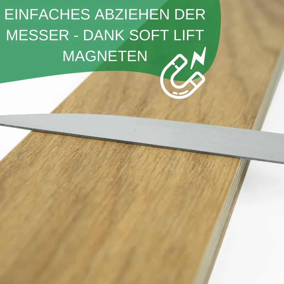 Thiru Listwa magnetyczna premium na noże – Made in Germany z ręcznego wykonania – bardzo mocny uchwyt na noże, magnetyczny z niemieckiego buku, dębu lub orzecha, 35 x 6 cm, w zestawie akcesoria