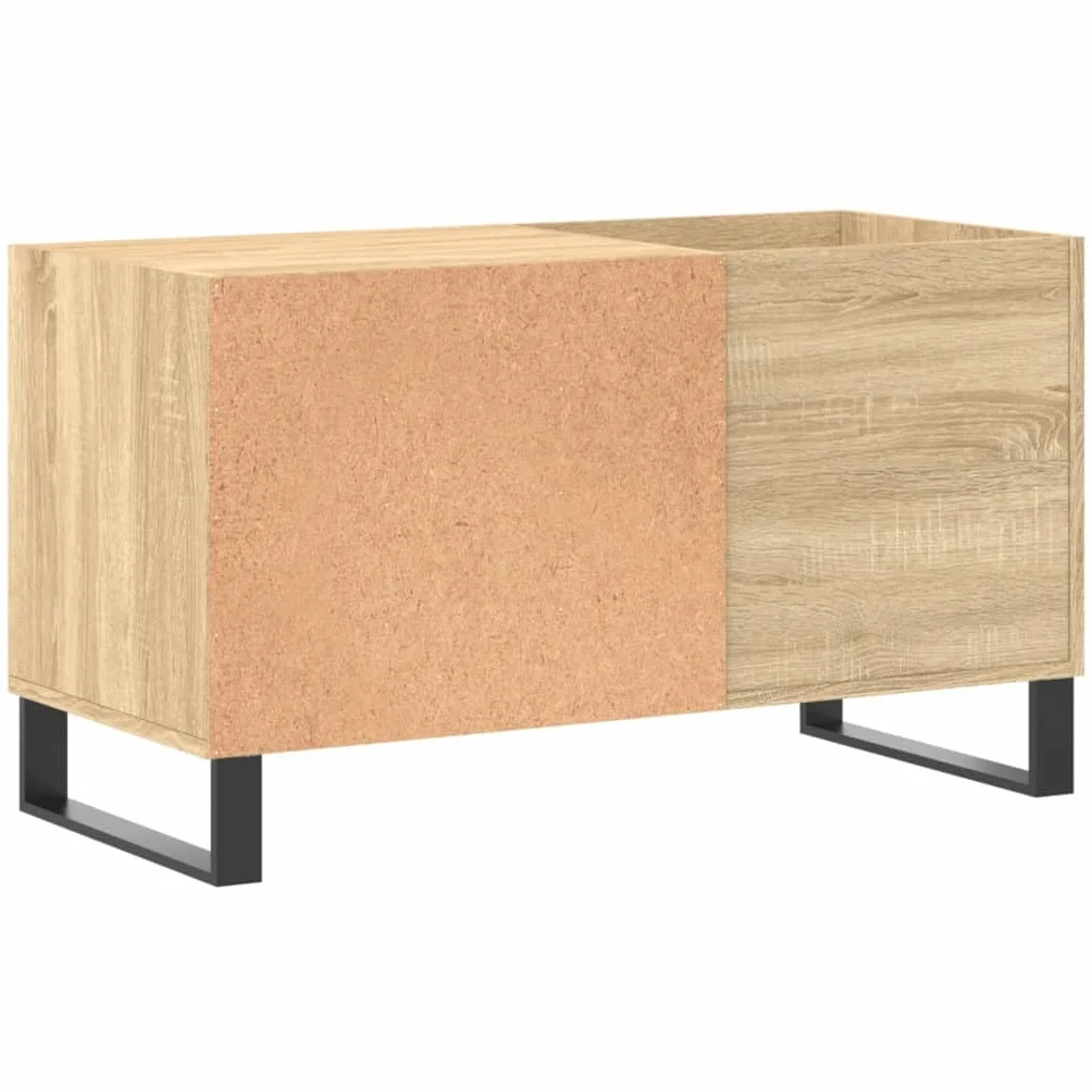 Szafka panelowa Sonoma dąb drewnopochodny, 85 x 38 x 48 cm, żelazne nogi, przechowywanie płyt gramofonowych, stabilna szafka winylowa do gramofonów, z miejscem do przechowywania płyt LP