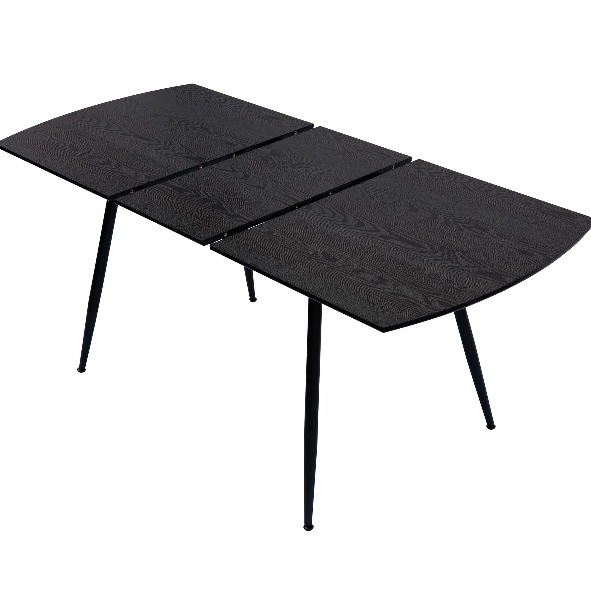 Stół do jadalni Sabina rozkładany, 140-180 x 80 cm, dla 6-10 osób, stół kuchenny z metalowym stelażem, do kuchni, jadalni, o wyglądzie drewna, kolor: czarny