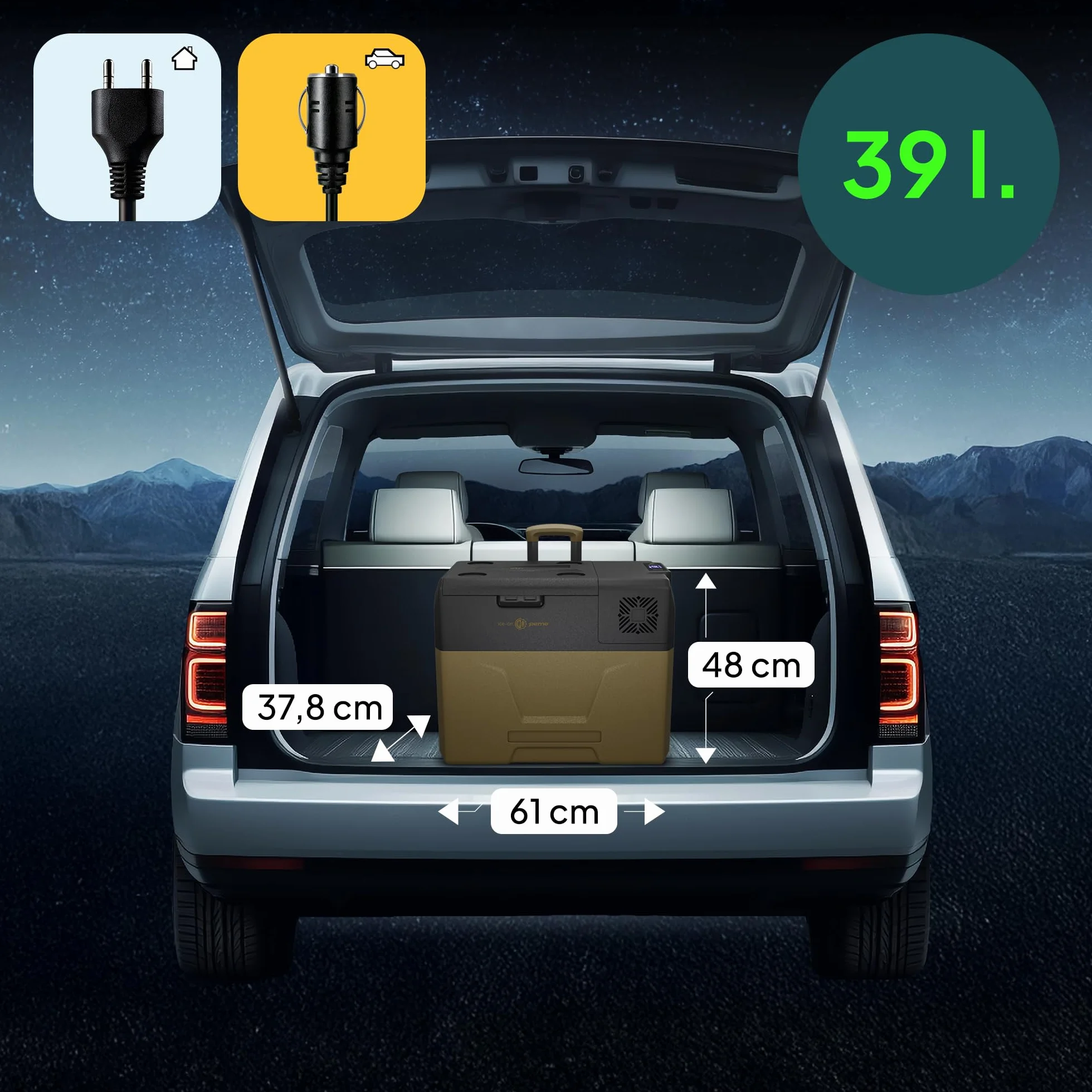 peme Expedition Elektryczna Lodówka Kompresorowa 27-39 L - Chłodziarka i Zamrażarka, Chłodzenie -20°C, Podwójne Zasilanie 12V/24V & 230V, Aplikacja Bluetooth, Tryb Eco, do Samochodu, Kempingu